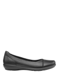 Hotter Robyn II Extra Wide Leather Ballet Pumps, Black