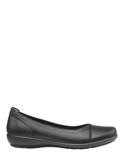 Hotter Robyn II Extra Wide Leather Ballet Pumps, Black, Black