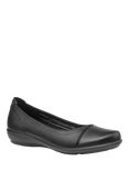 Hotter Robyn II Extra Wide Leather Ballet Pumps, Black