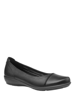 Hotter Robyn II Extra Wide Leather Ballet Pumps, Black - view 2, Black