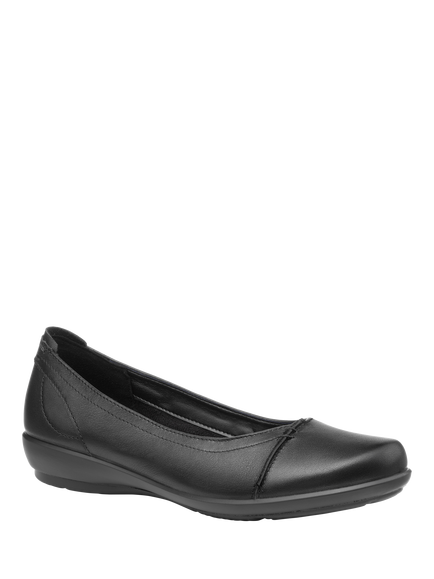 Hotter Robyn II Extra Wide Leather Ballet Pumps, Black - view 2, Black