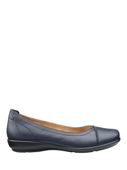 Hotter Robyn II Wide Fit Leather Ballet Pumps, Denim Navy, Denim Navy