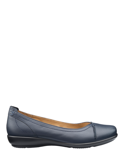 Hotter Robyn II Wide Fit Leather Ballet Pumps, Denim Navy, Denim Navy