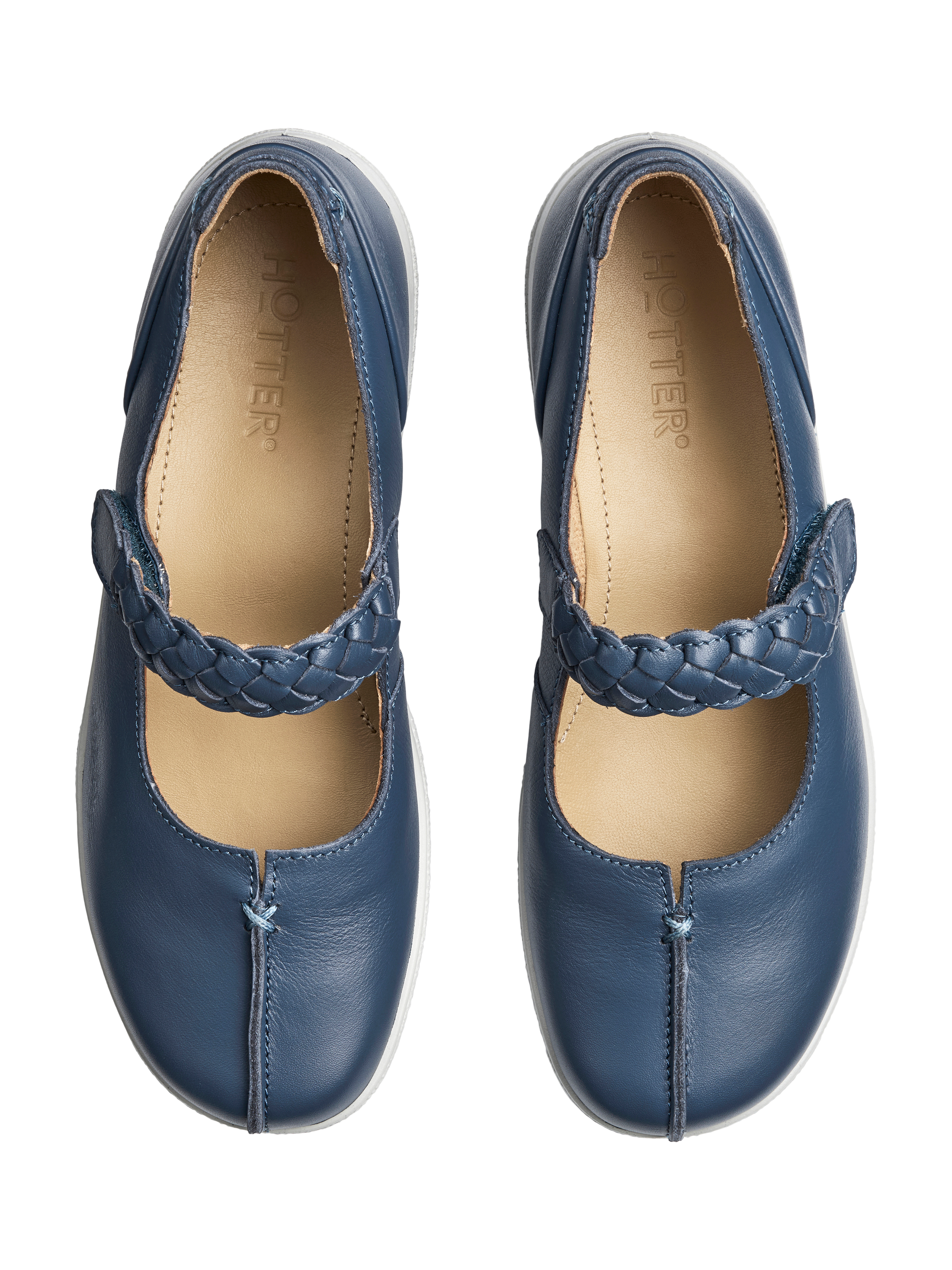 Product image 3 of 5, which shows Hotter Shake II Wide Fit Classic Mary Jane Shoes, Aquatic Blue, 3W