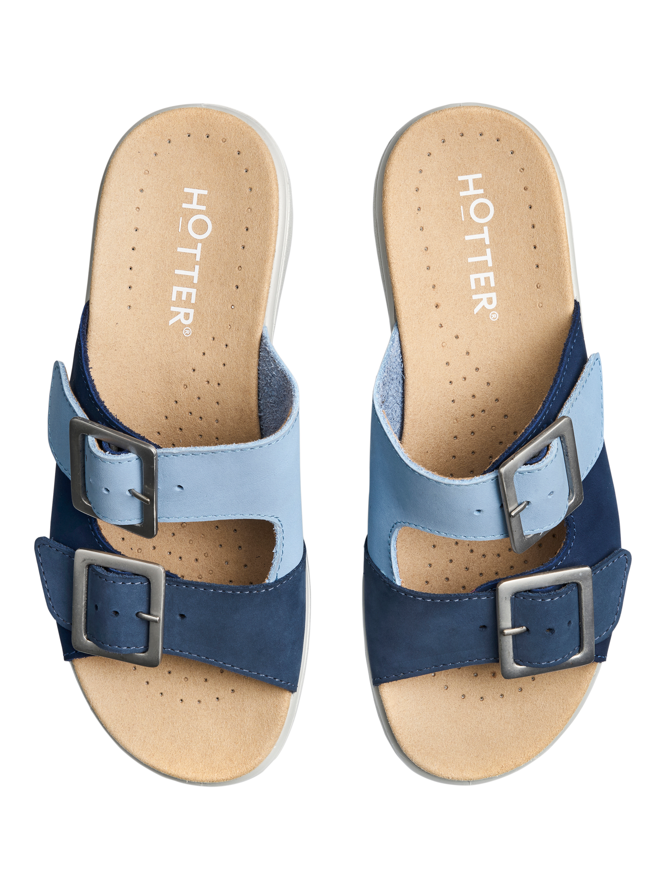 Product image 3 of 4, which shows Hotter Sunny Nubuck Slider Sandals, French Navy, 3