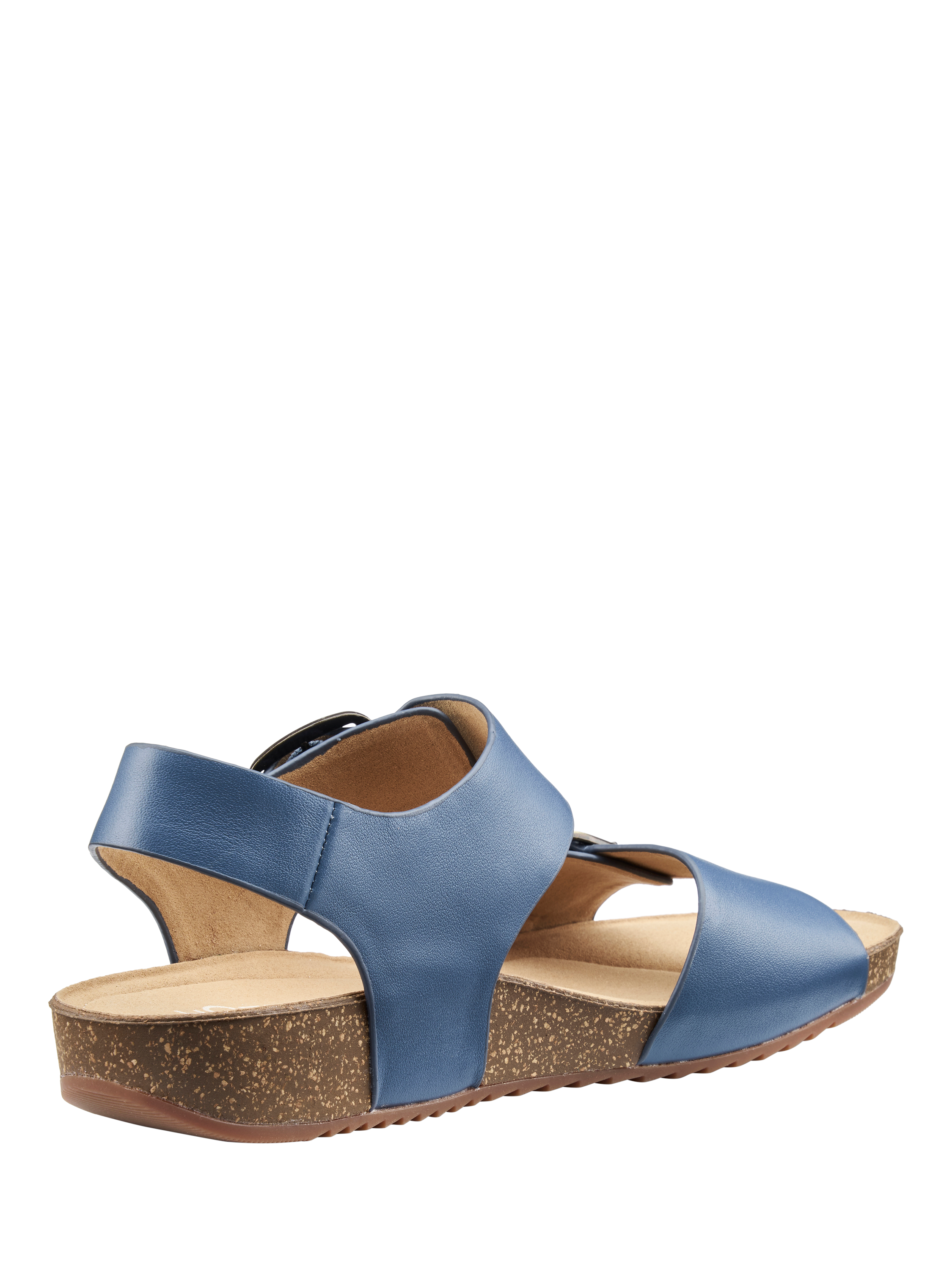 Product image 4 of 5, which shows Hotter Tourist II Extra Wide Fit Classic Cork Wedge Sandals, Aquatic Blue, 4XW