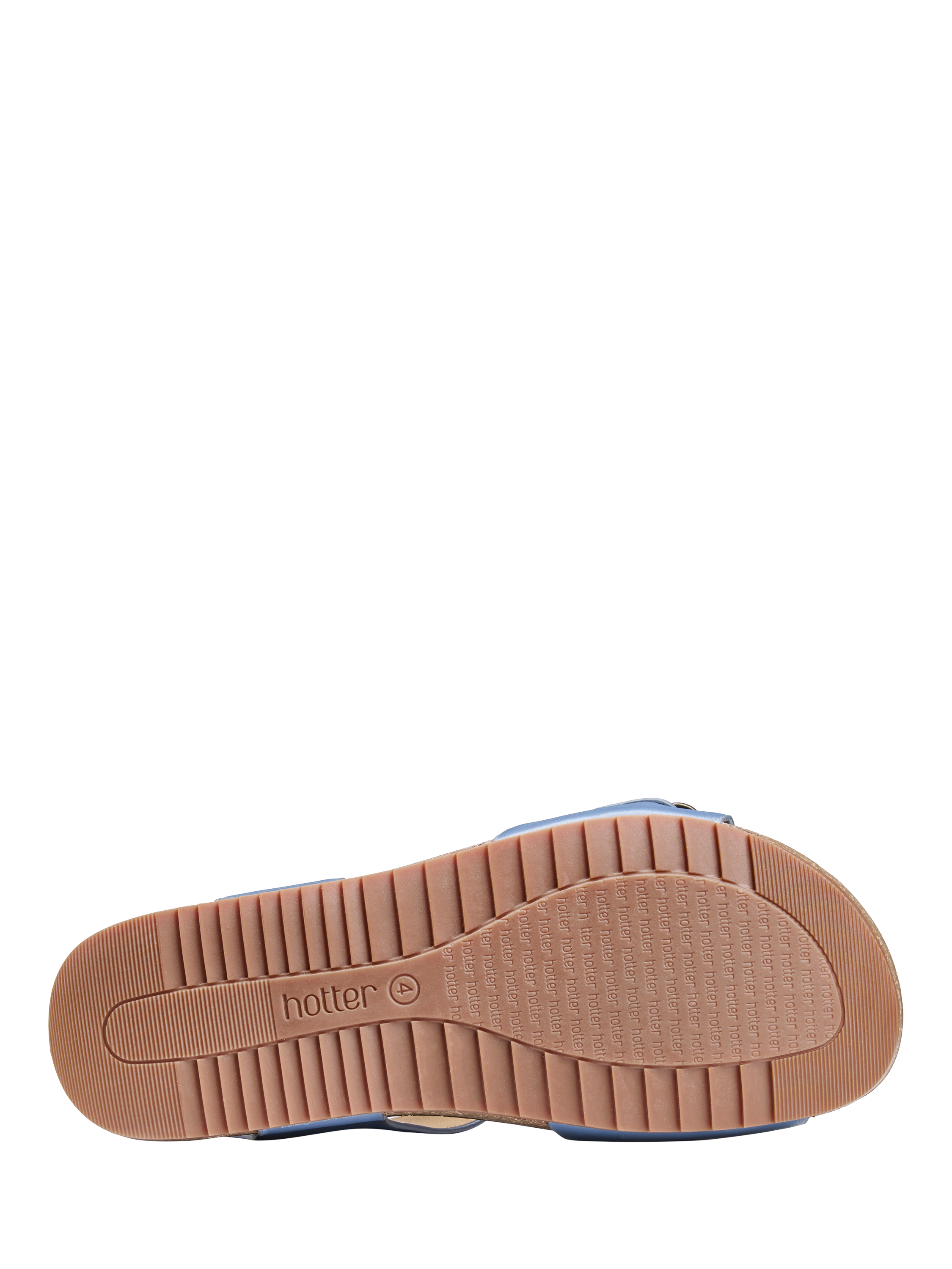 Product image 5 of 5, which shows Hotter Tourist II Extra Wide Fit Classic Cork Wedge Sandals, Aquatic Blue, 4XW