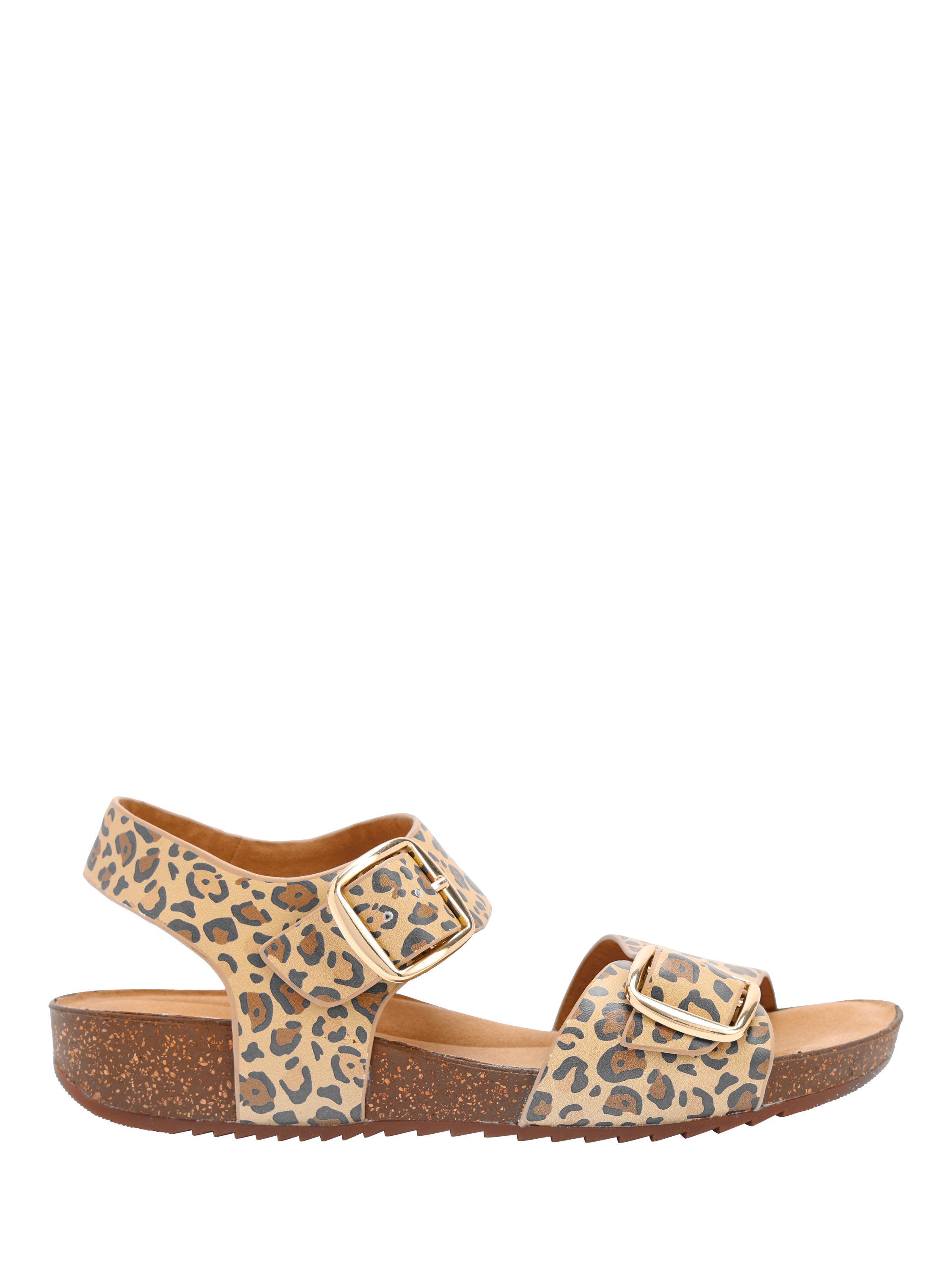 Product image 1 of 4, which shows Hotter Tourist II Extra Wide Fit Classic Cork Wedge Sandals, Natural/Multi, 4XW