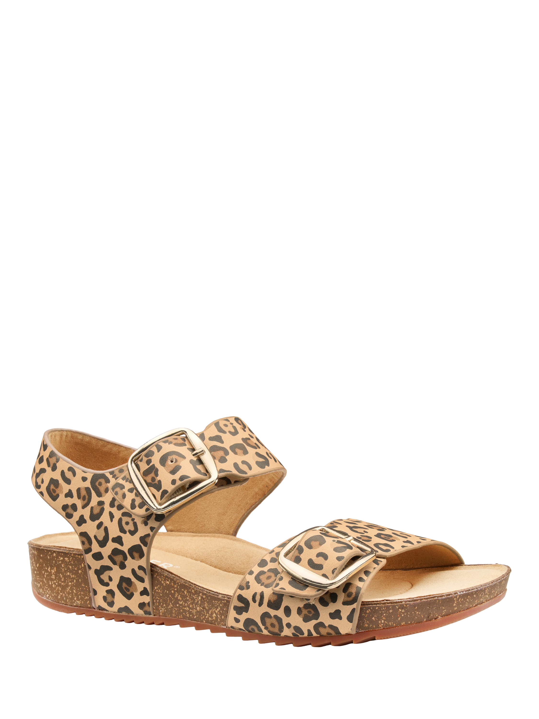 Product image 2 of 4, which shows Hotter Tourist II Extra Wide Fit Classic Cork Wedge Sandals, Natural/Multi, 4XW
