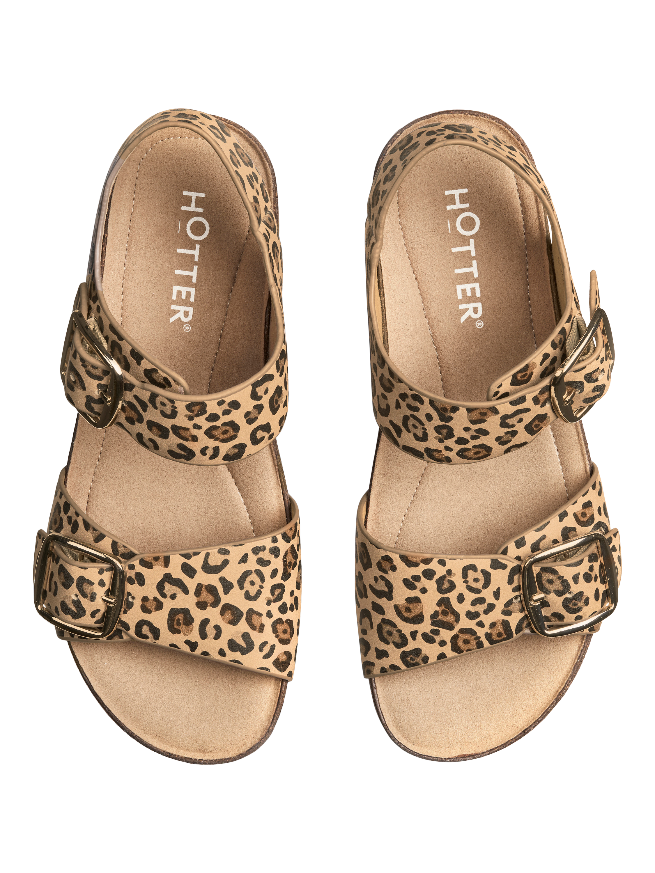 Product image 3 of 4, which shows Hotter Tourist II Extra Wide Fit Classic Cork Wedge Sandals, Natural/Multi, 4XW