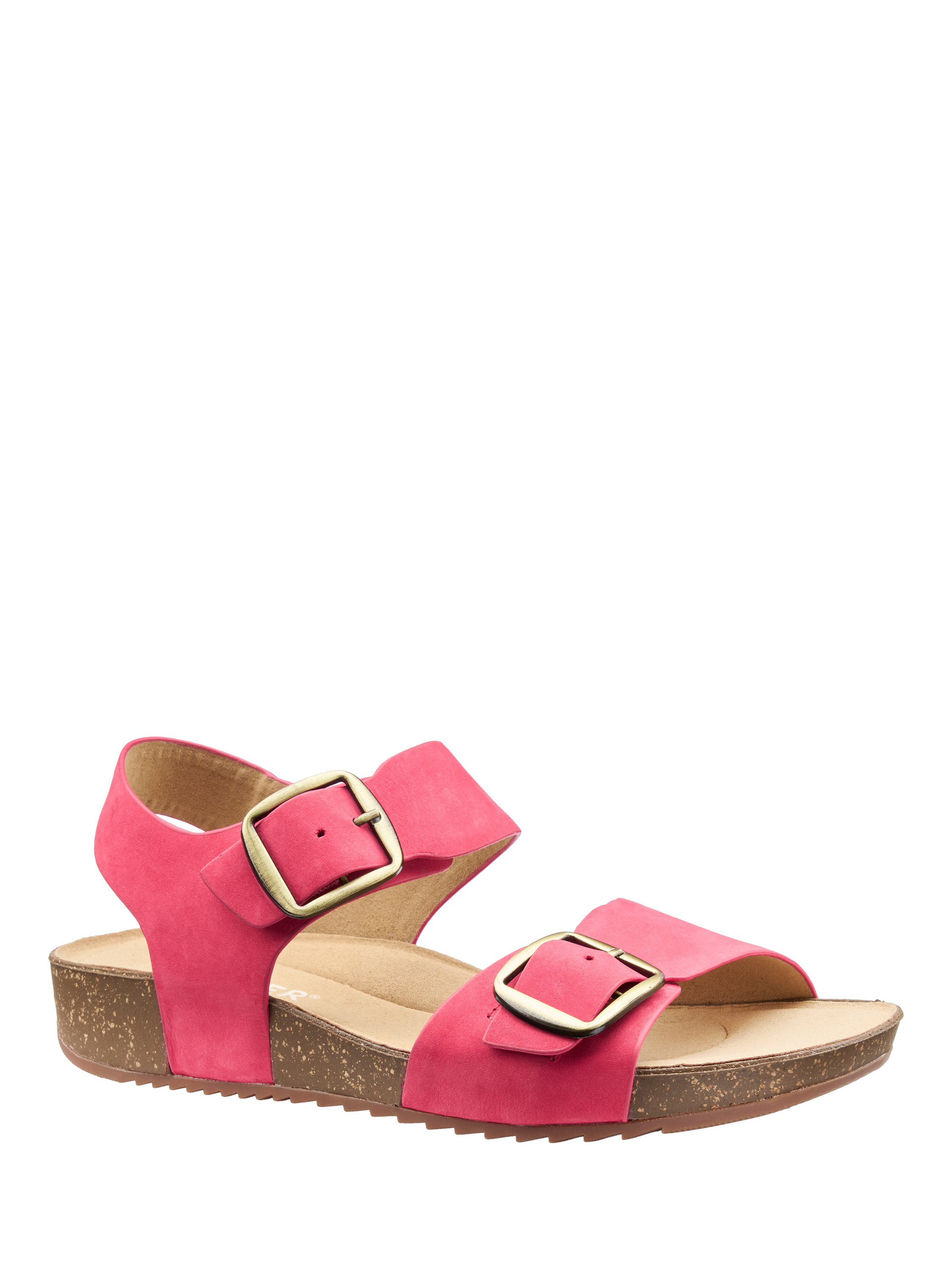 Product image 2 of 4, which shows Hotter Tourist II Classic Cork Wedge Sandals, Sunset Coral, 3