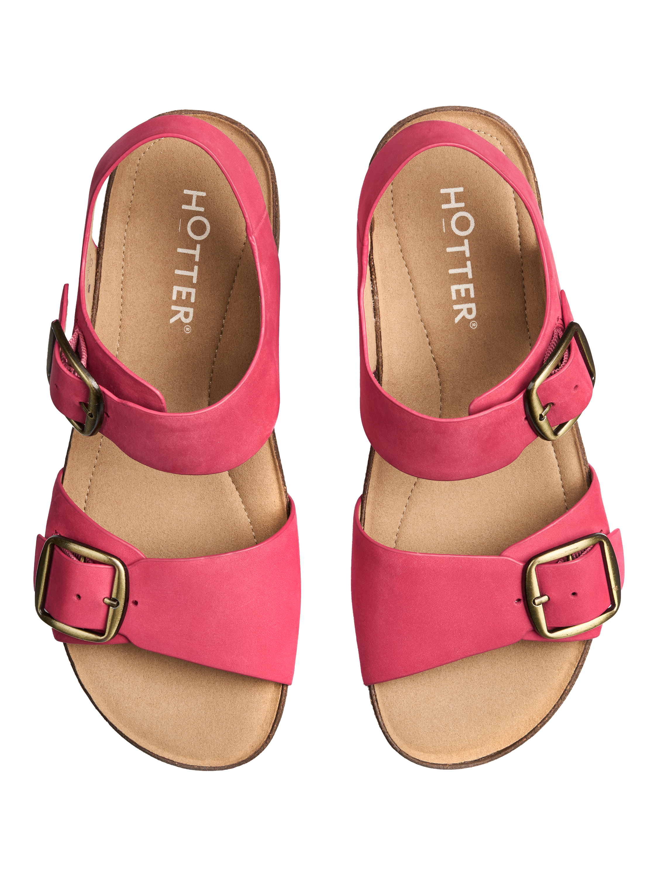 Product image 3 of 4, which shows Hotter Tourist II Classic Cork Wedge Sandals, Sunset Coral, 3