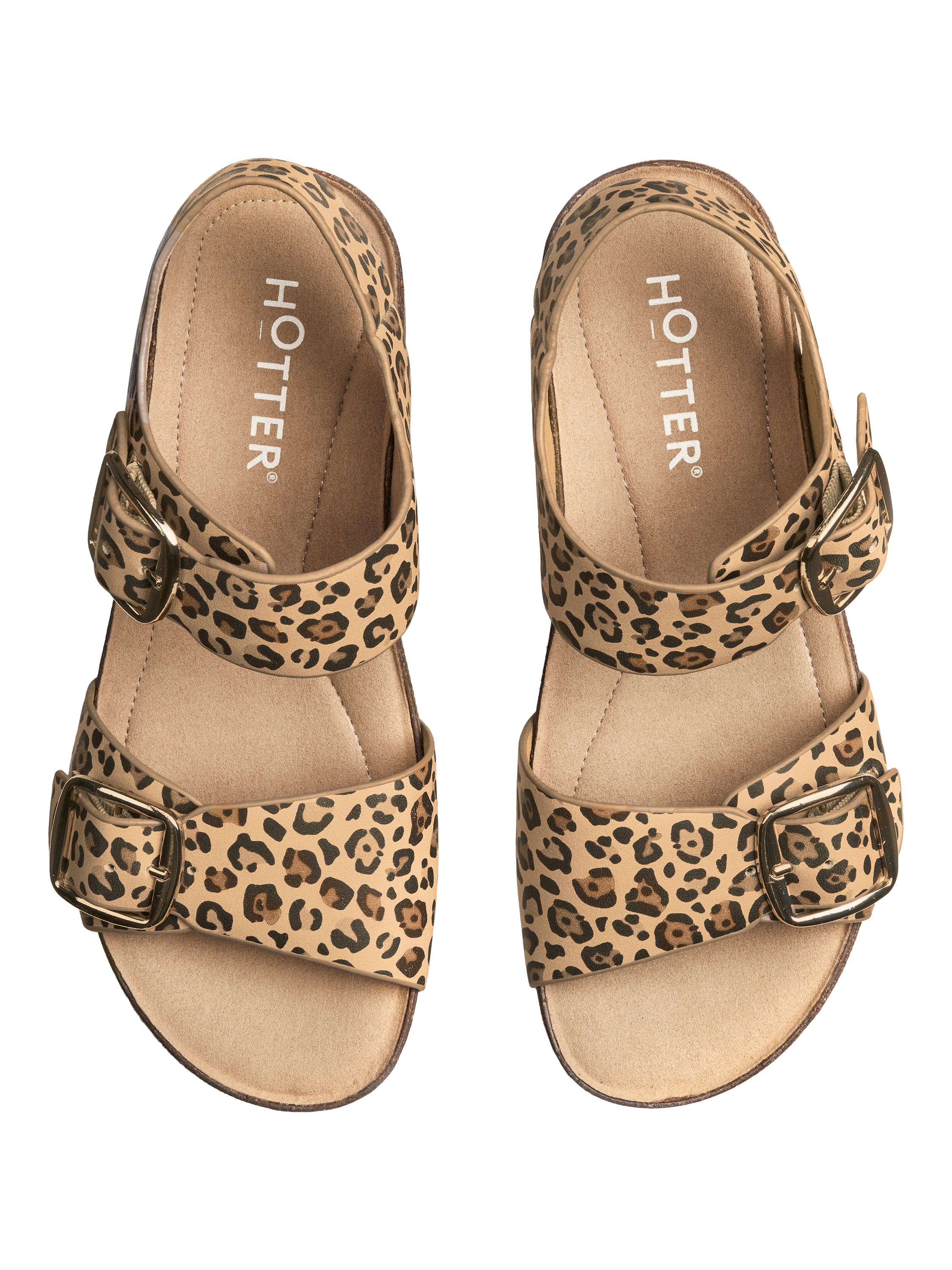 Product image 3 of 4, which shows Hotter Tourist II Wide Fit Classic Cork Wedge Sandals, Natural/Multi, 3W