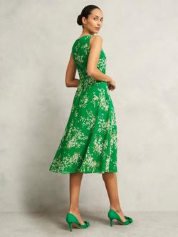 Hobbs Petite Carly Floral Dress, Green Ivory - view 2, Green Ivory