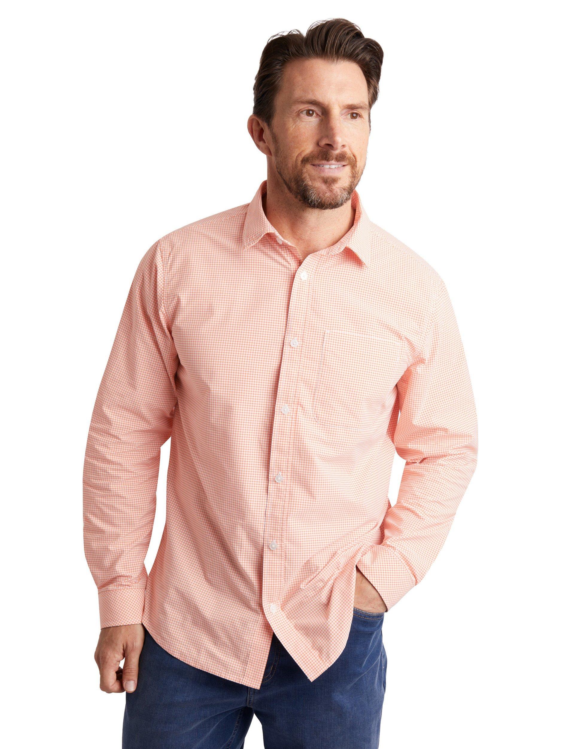 Product image 1 of 6, which shows Rohan Men's Portland Long Sleeve Shirt, Sunset Orange, S