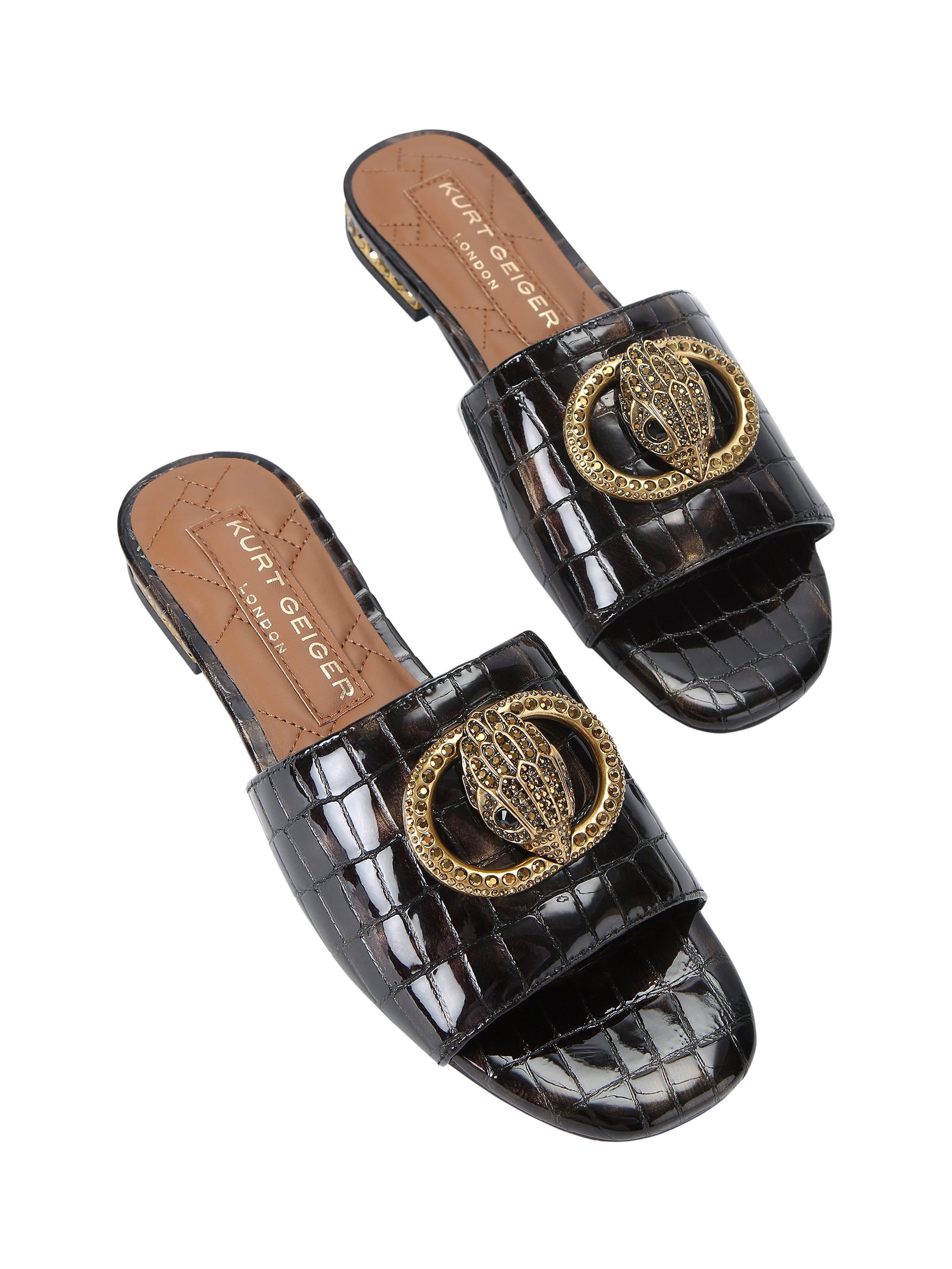 Product image 3 of 6, which shows Kurt Geiger London Chelsea Flat Sandals, Black, 3