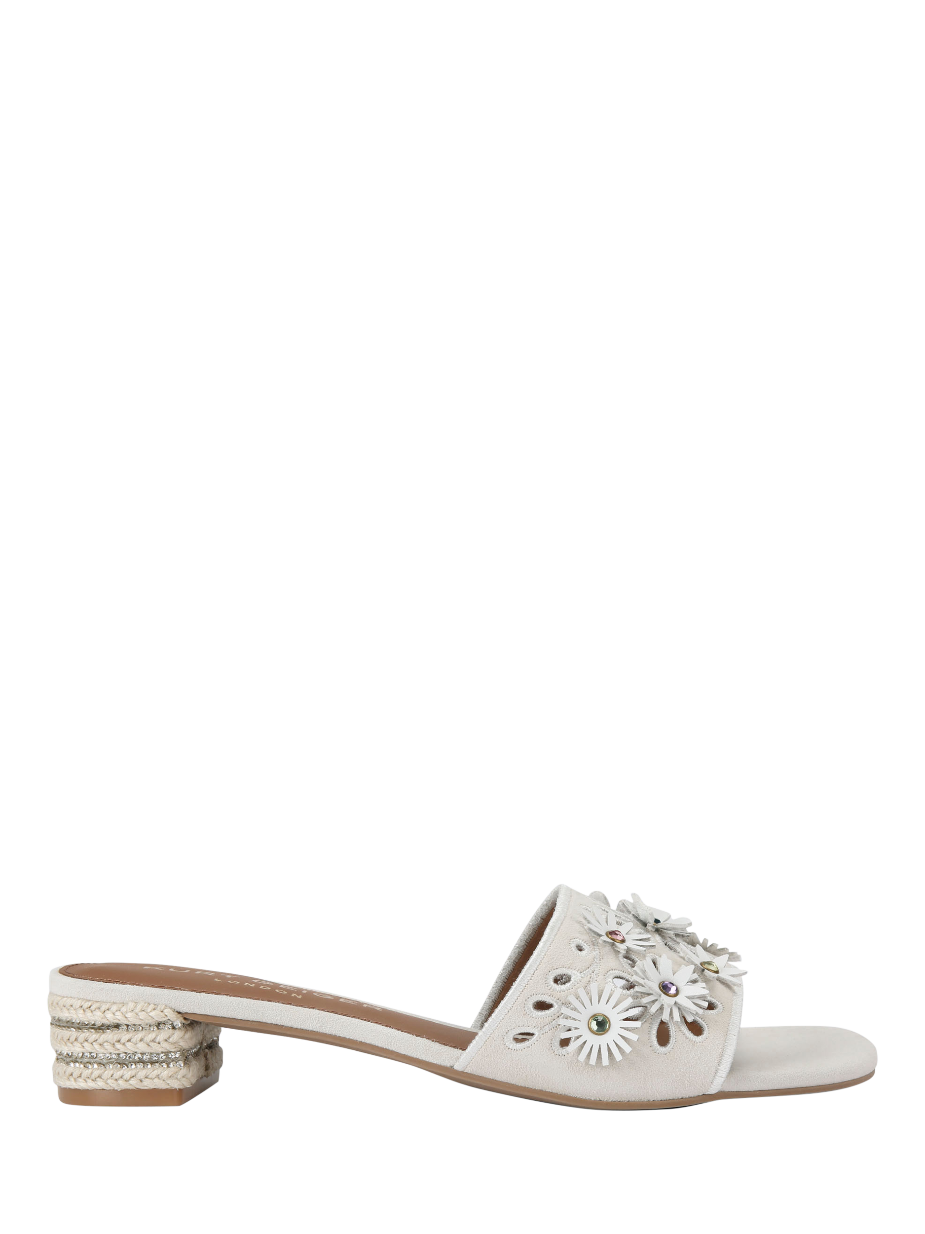 Kurt Geiger London Flower Suede Embellished Mule Sandals, Natural