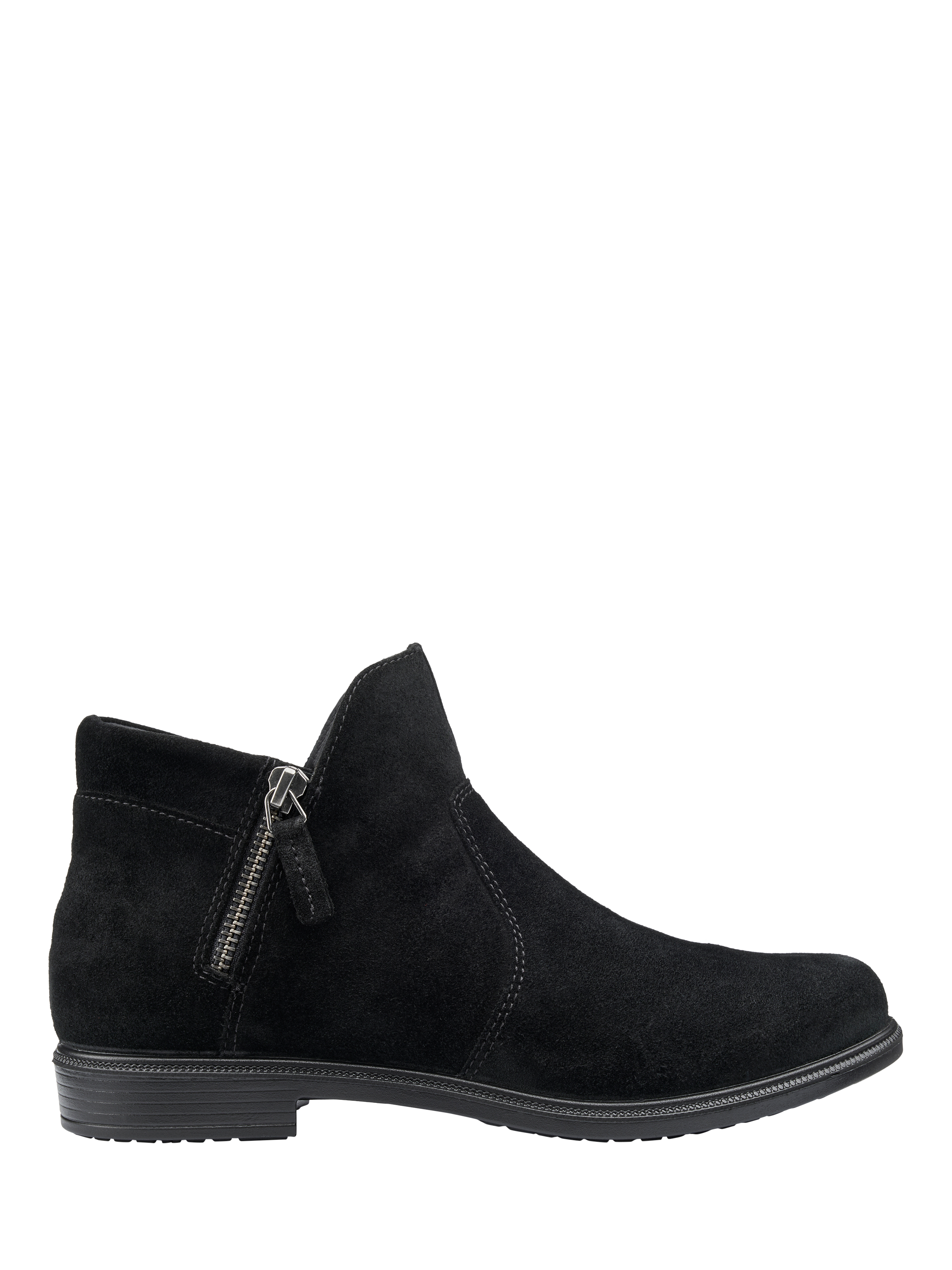 Product image 1 of 5, which shows Hotter Ludlow Wide Fit Suede Ankle Boots, Black, 3W