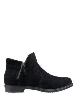 Hotter Ludlow Wide Fit Suede Ankle Boots, Black, Black