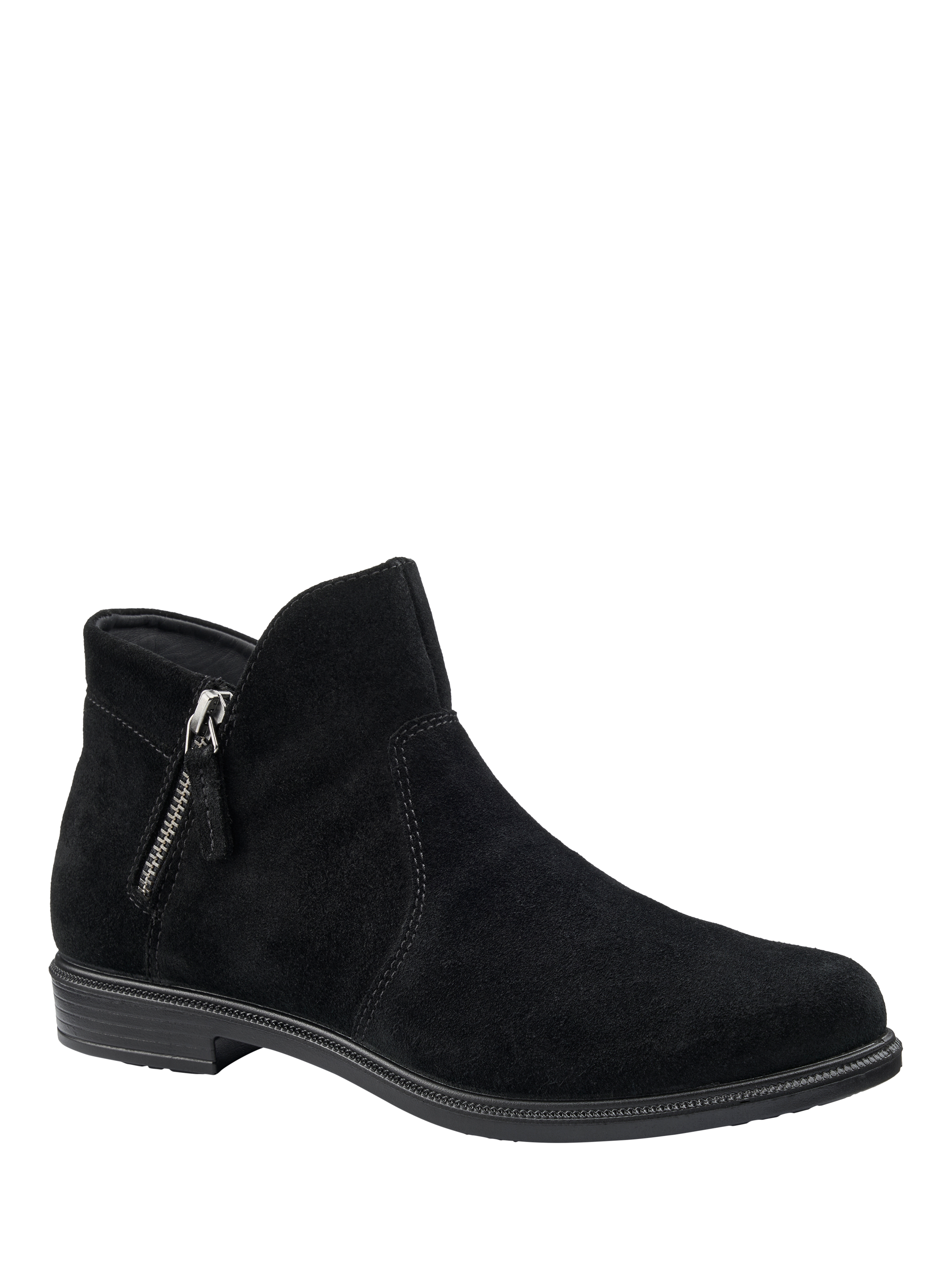 Product image 2 of 5, which shows Hotter Ludlow Wide Fit Suede Ankle Boots, Black, 3W