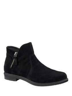 Hotter Ludlow Wide Fit Suede Ankle Boots, Black - view 2, Black