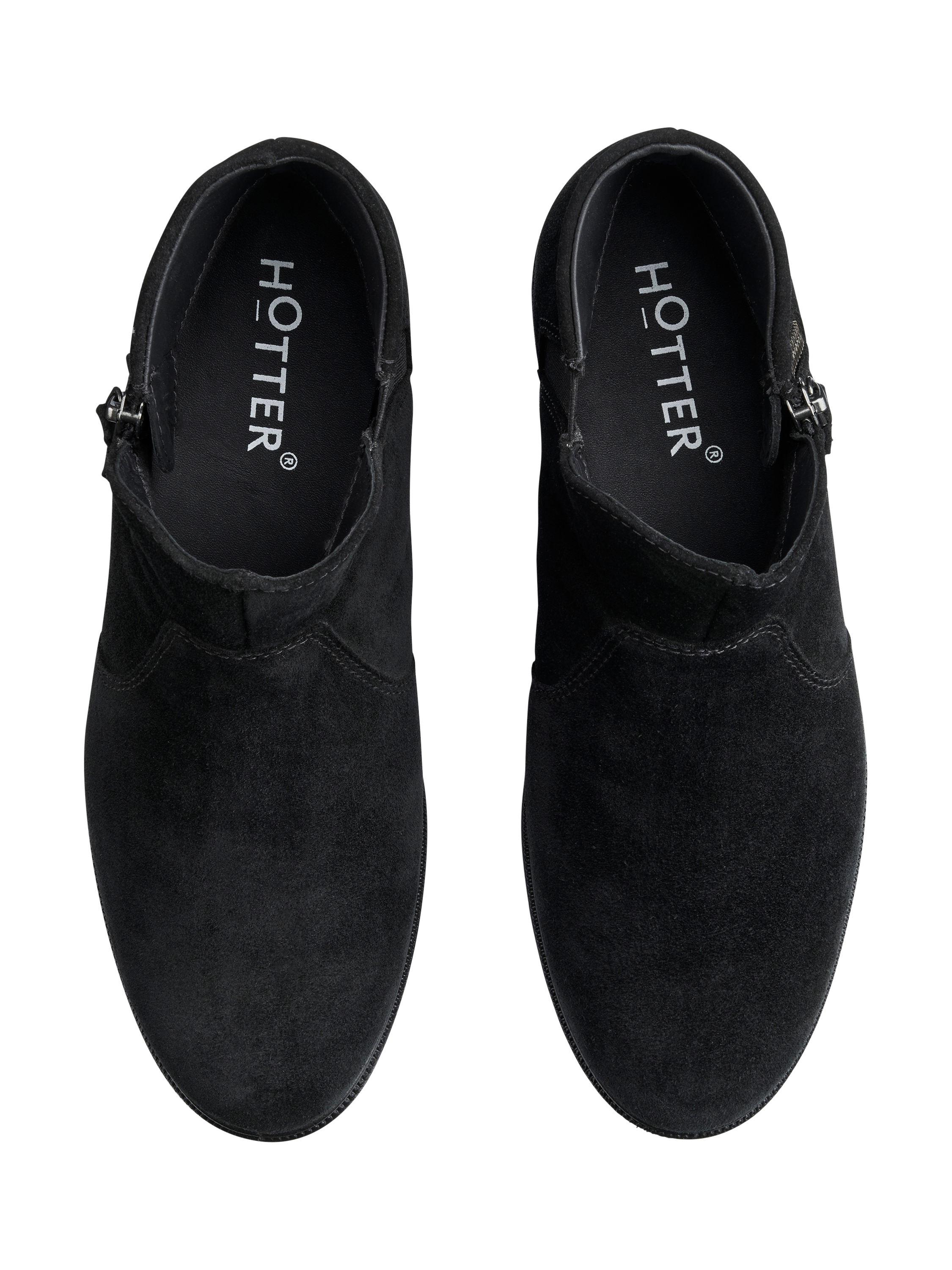 Product image 3 of 5, which shows Hotter Ludlow Wide Fit Suede Ankle Boots, Black, 3W