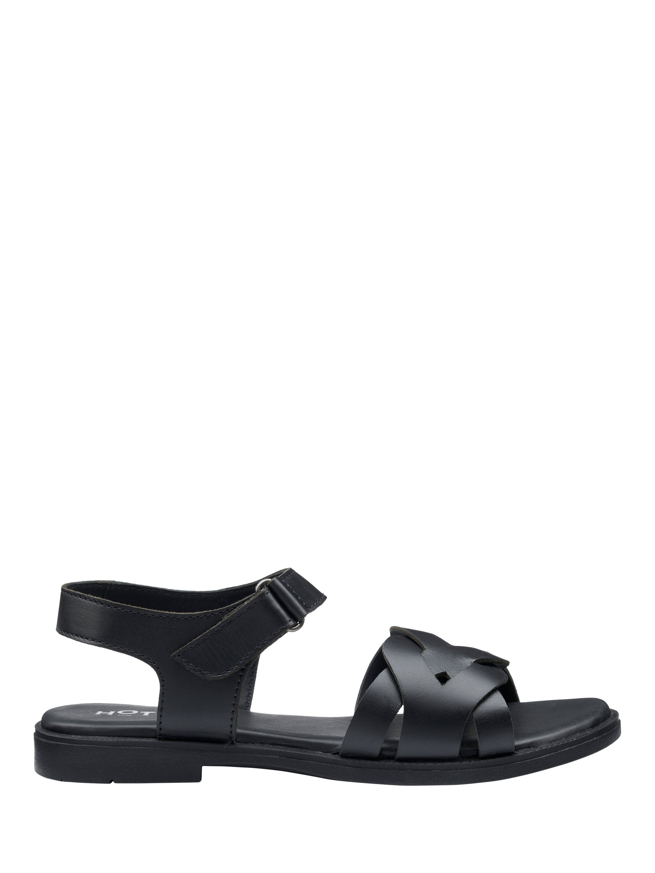 Product image 1 of 4, which shows Hotter Aurora Leather Strappy Sandals, Black, 3