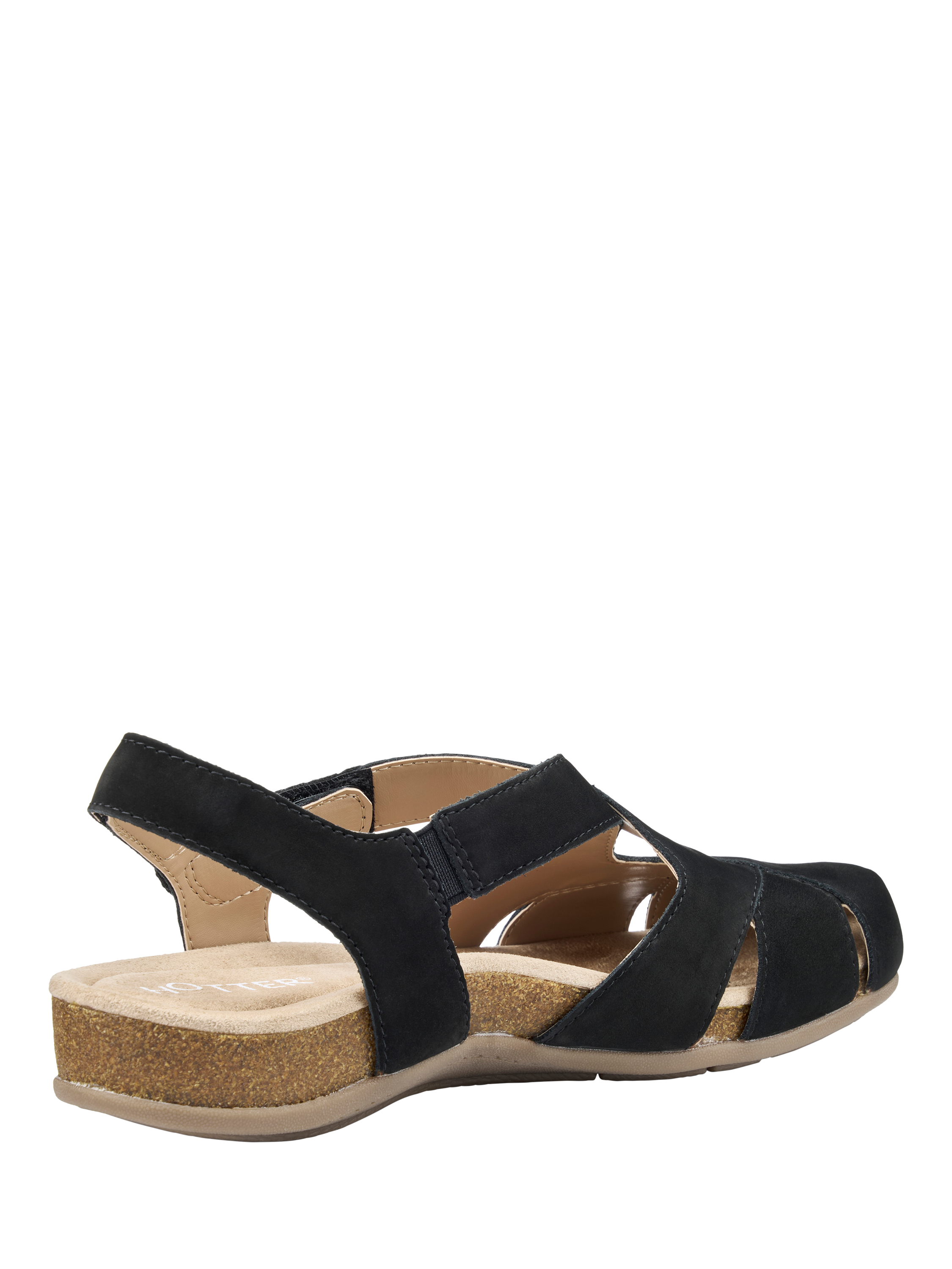 Product image 4 of 4, which shows Hotter Catskill II Wide Fit Nubuck Leather Sandals, Black, 4W