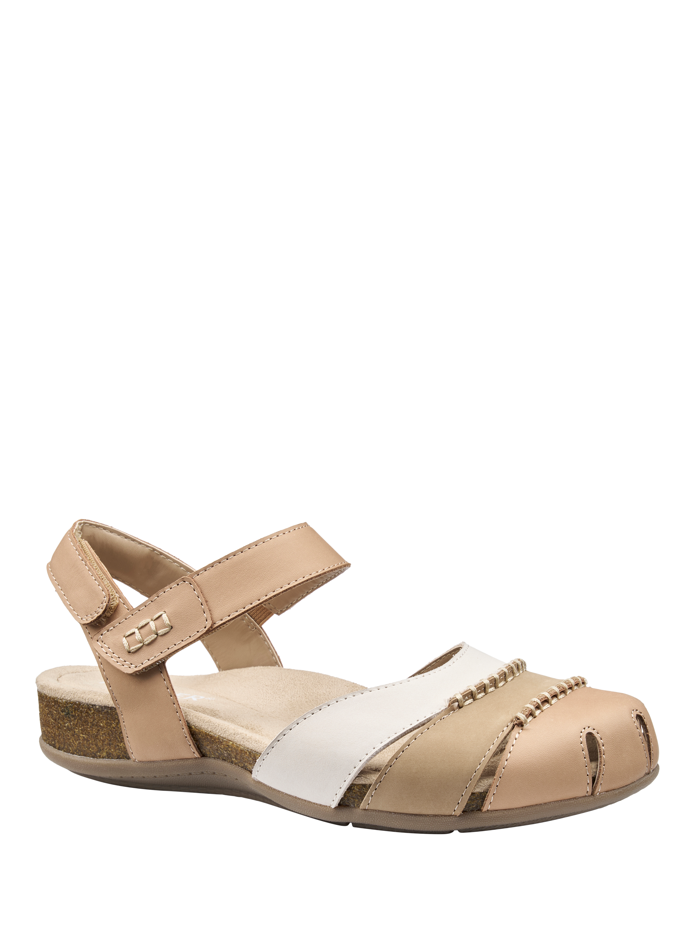 Product image 2 of 5, which shows Hotter Denali Wide Fit Nubuck Leather Sandals, Tan, 4W
