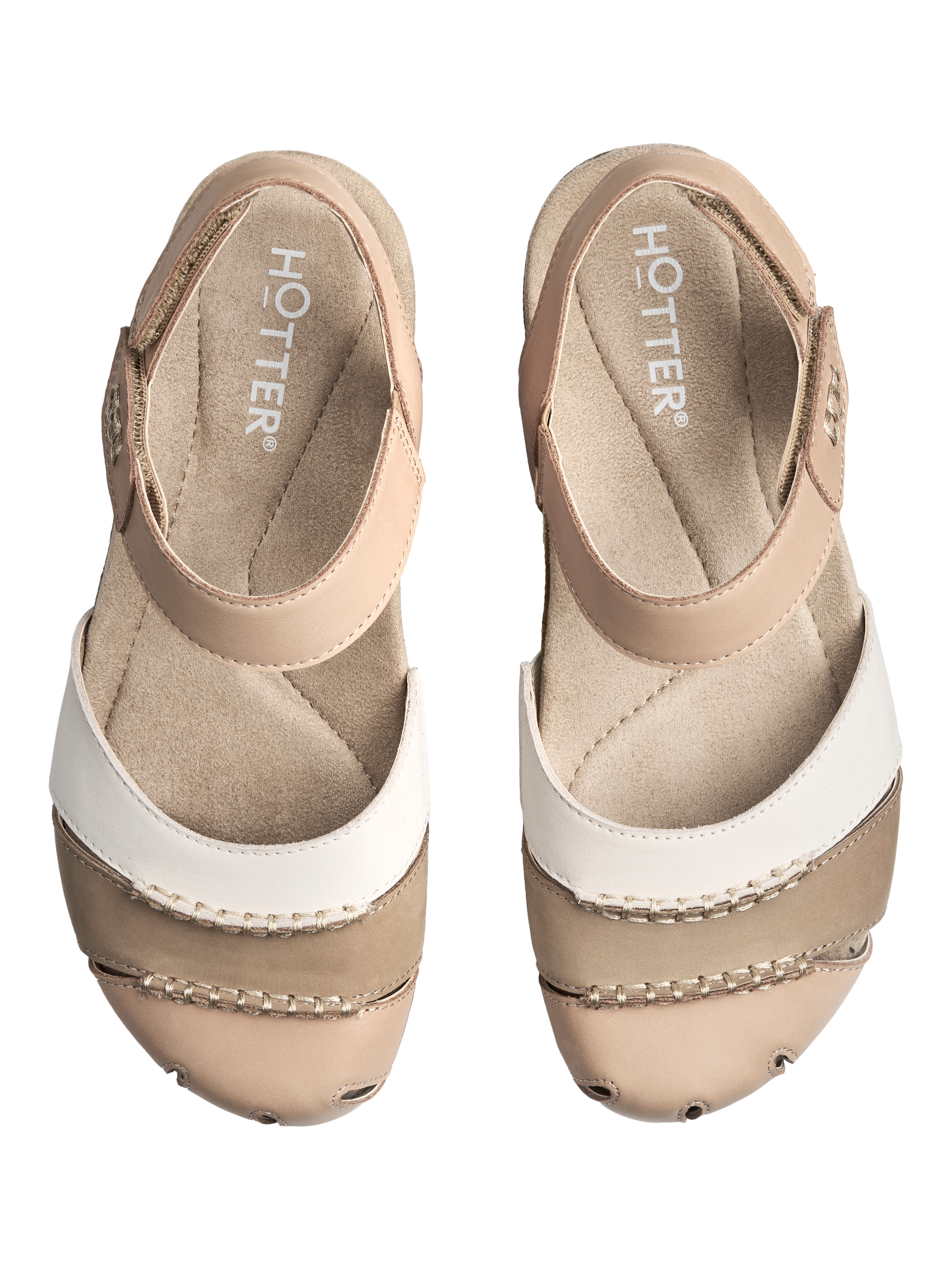 Product image 3 of 5, which shows Hotter Denali Wide Fit Nubuck Leather Sandals, Tan, 4W