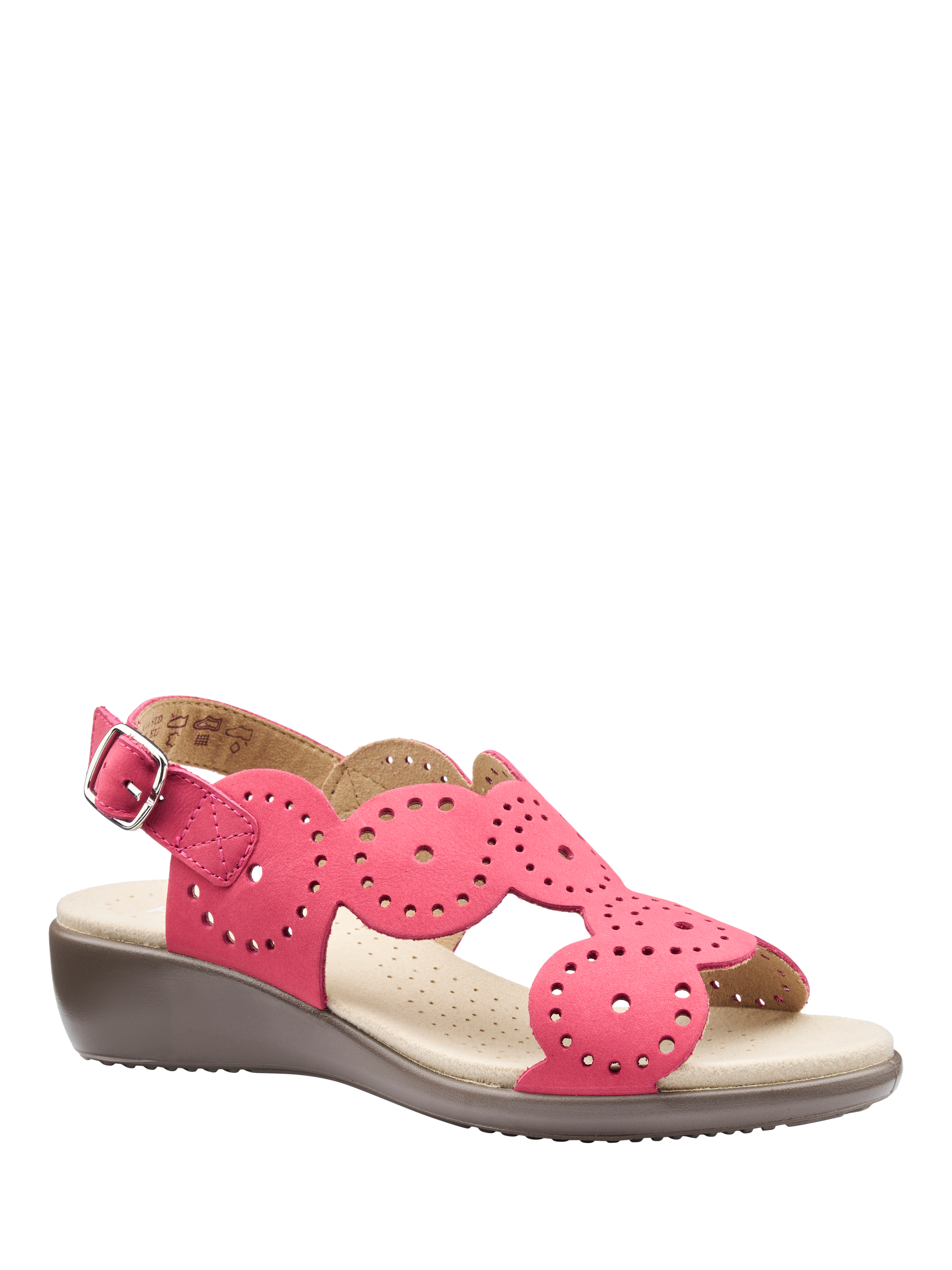 Product image 2 of 4, which shows Hotter Diana Nubuck Leather Scallop Sandals, Sunset Coral, 3