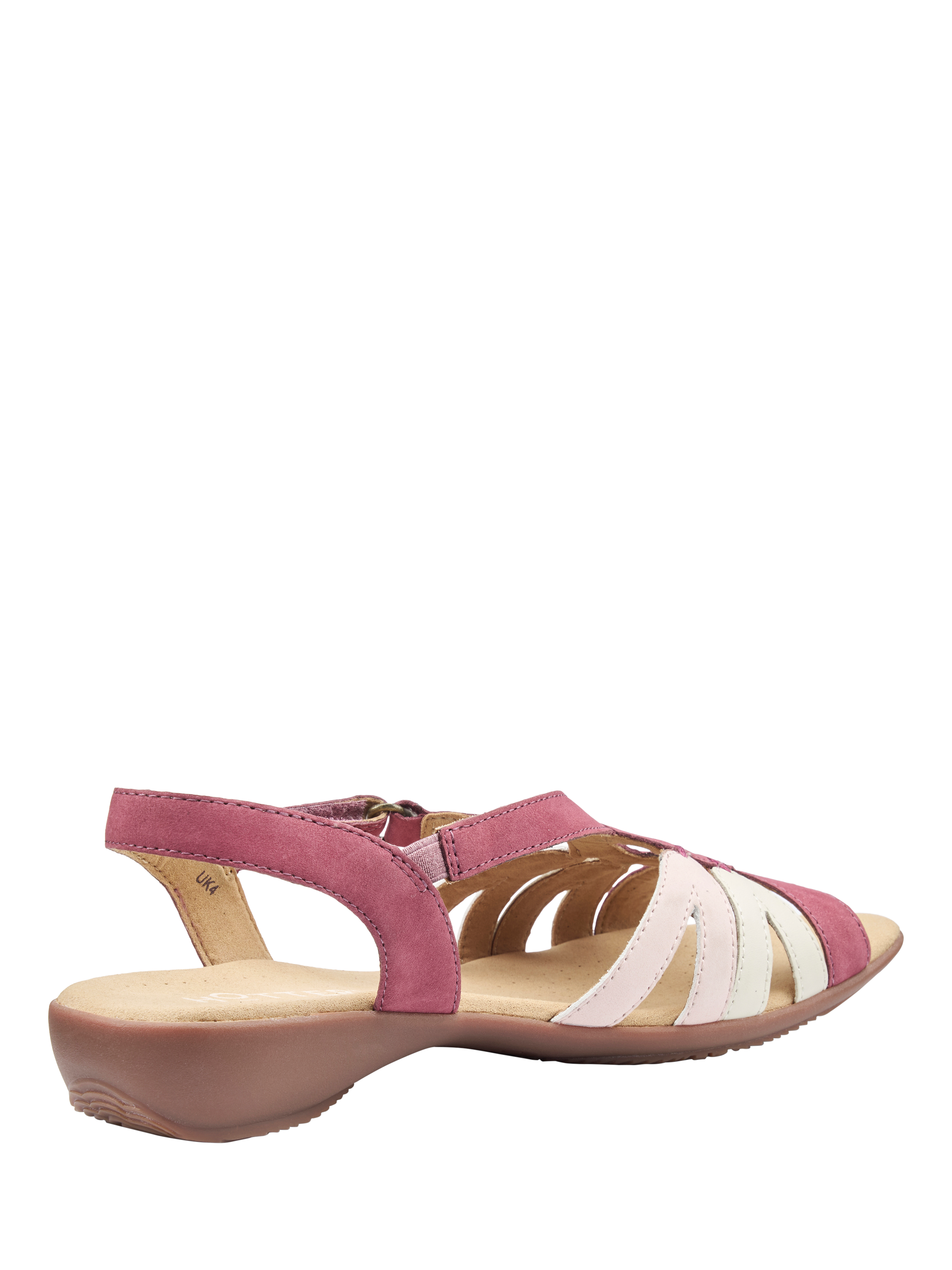 Product image 4 of 4, which shows Hotter Flare Wide Fit Nubuck Strappy Sandals, Dark Rose, 3W