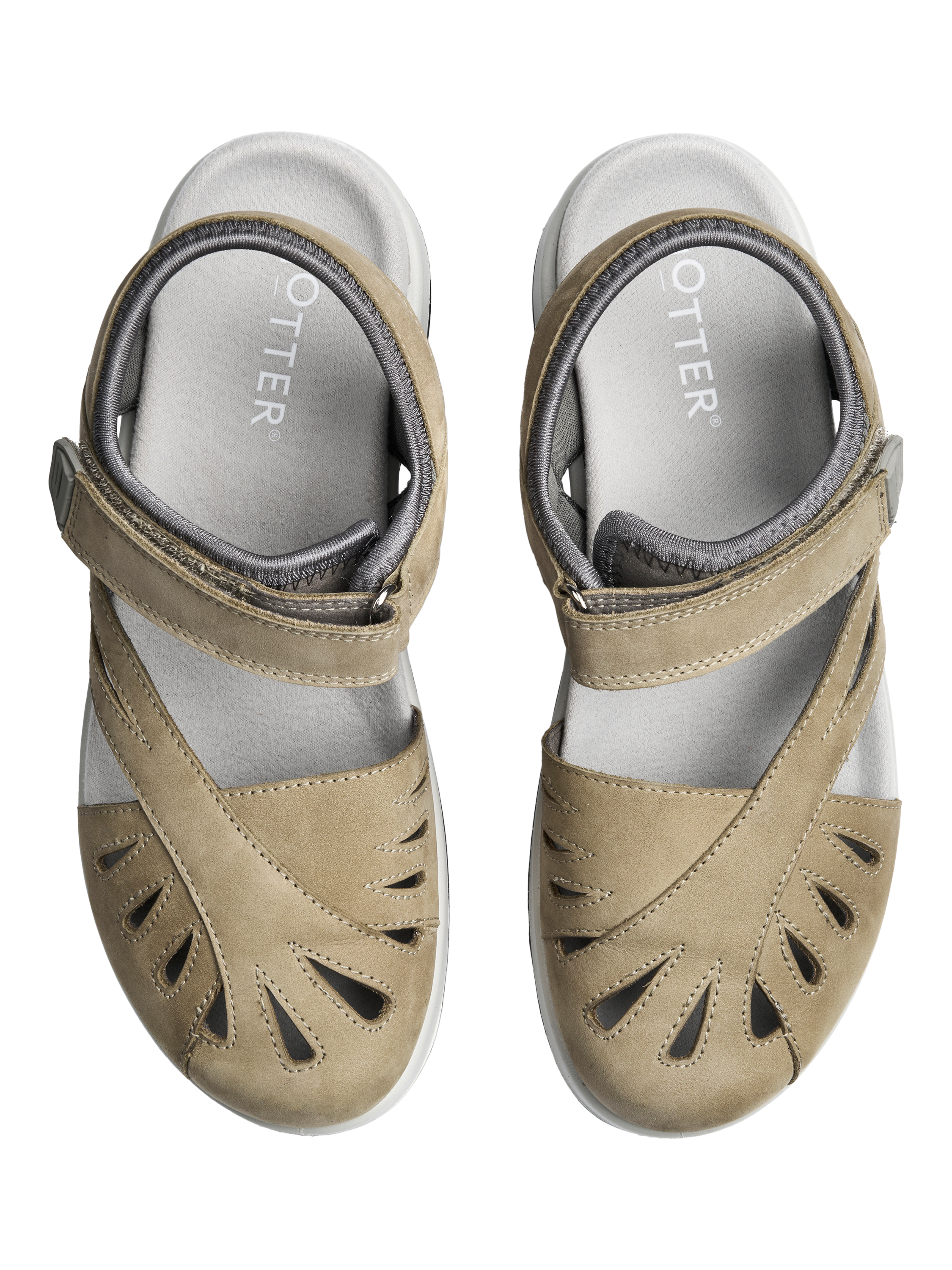 Product image 3 of 5, which shows Hotter Quest Wide Fit Nubuck Sandals, Moss, 3W