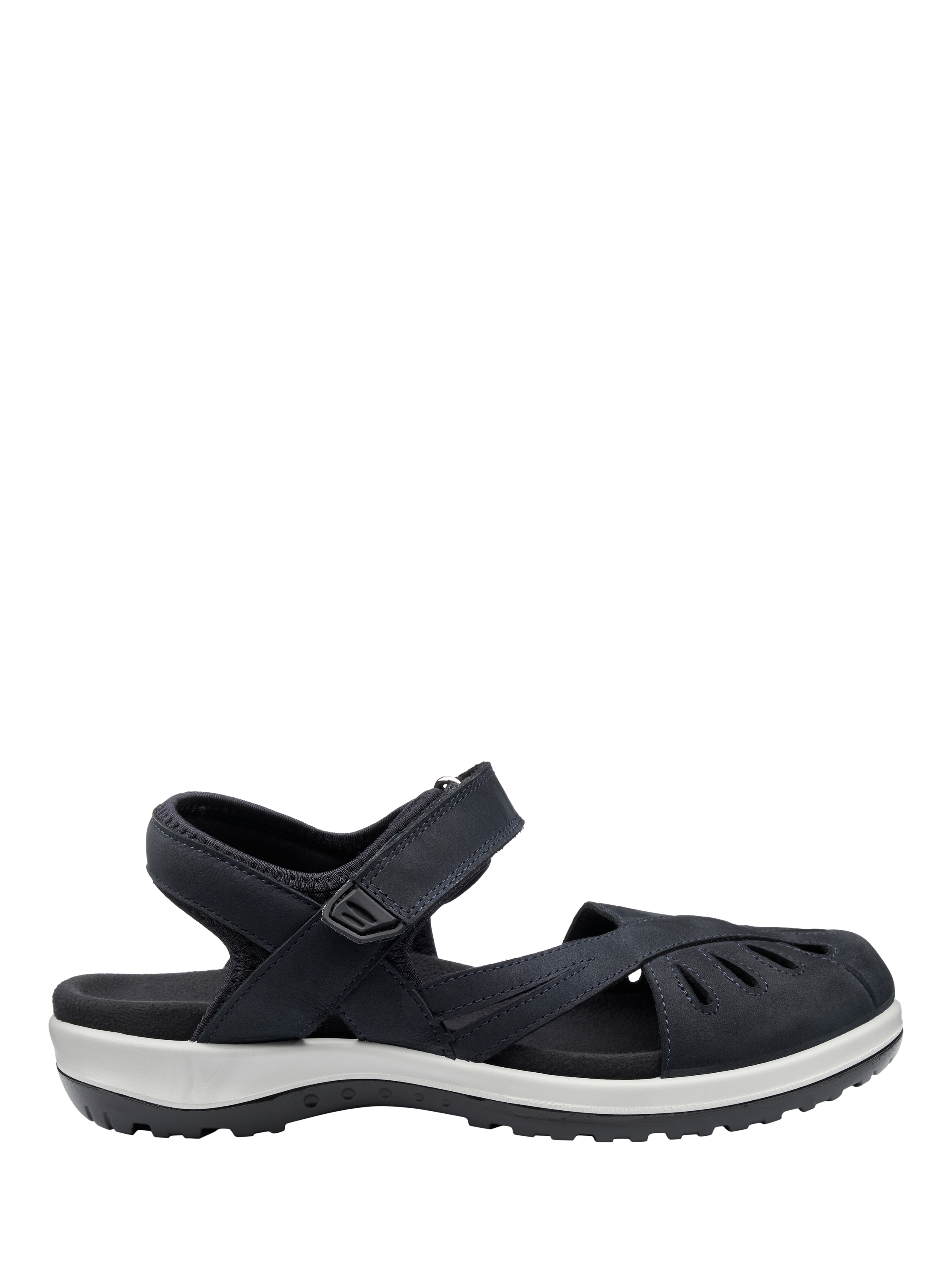 Product image 1 of 4, which shows Hotter Quest Wide Fit Nubuck Sandals, Navy, 3W