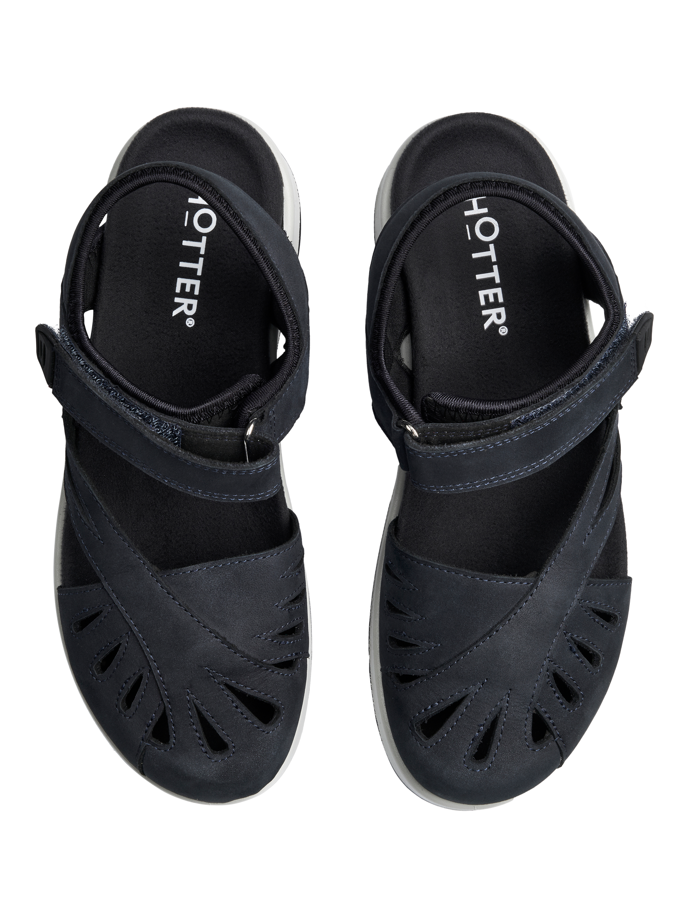 Product image 3 of 4, which shows Hotter Quest Wide Fit Nubuck Sandals, Navy, 3W