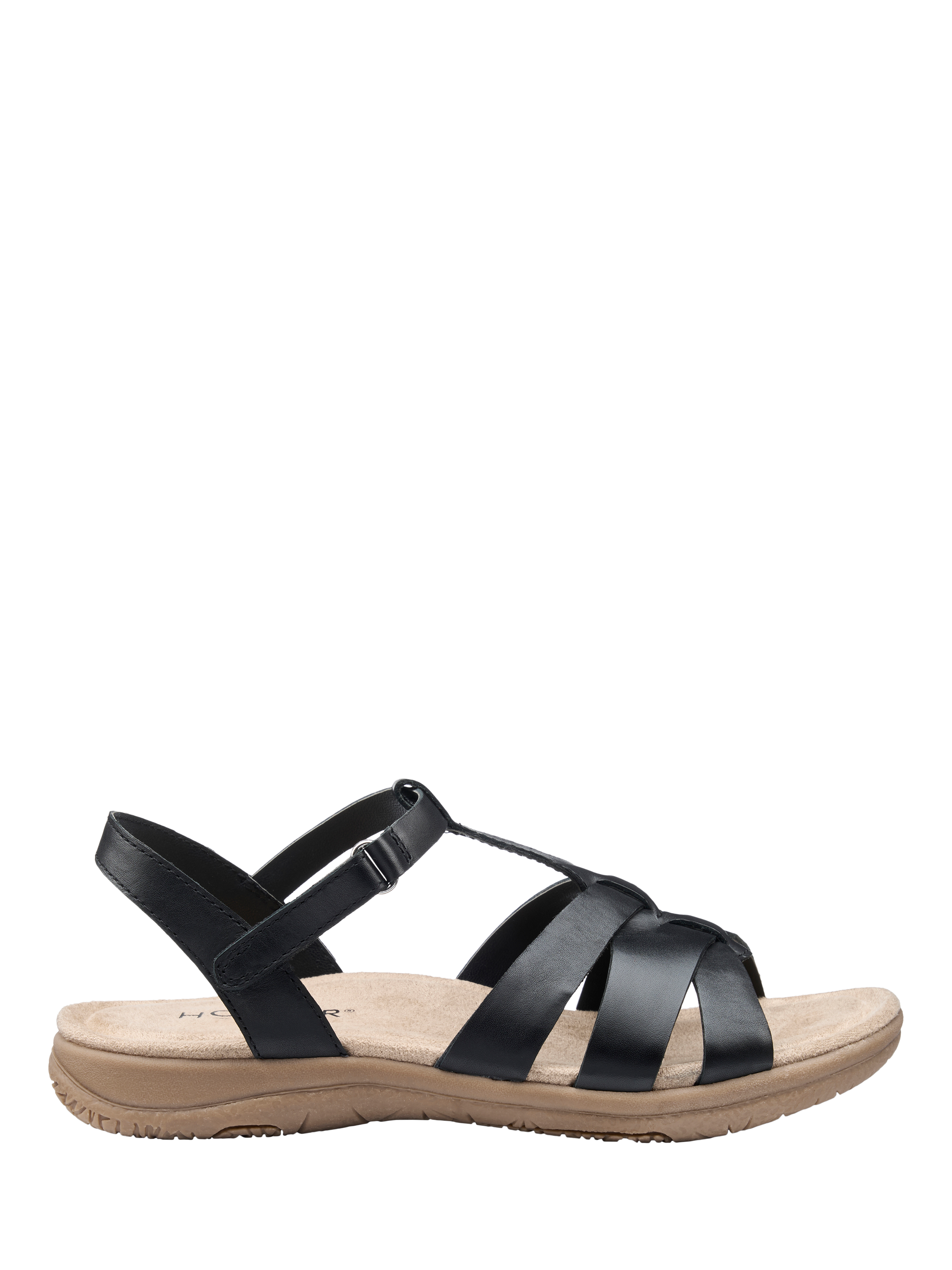 Product image 1 of 4, which shows Hotter Rainer T-Bar Leather Sandals, Black, 3