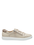 Hotter Chase II Wide Fit Leather Zip Detail Trainers, Cement/Leopard