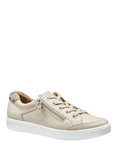 Hotter Chase II Wide Fit Leather Zip Detail Trainers, Cement/Leopard
