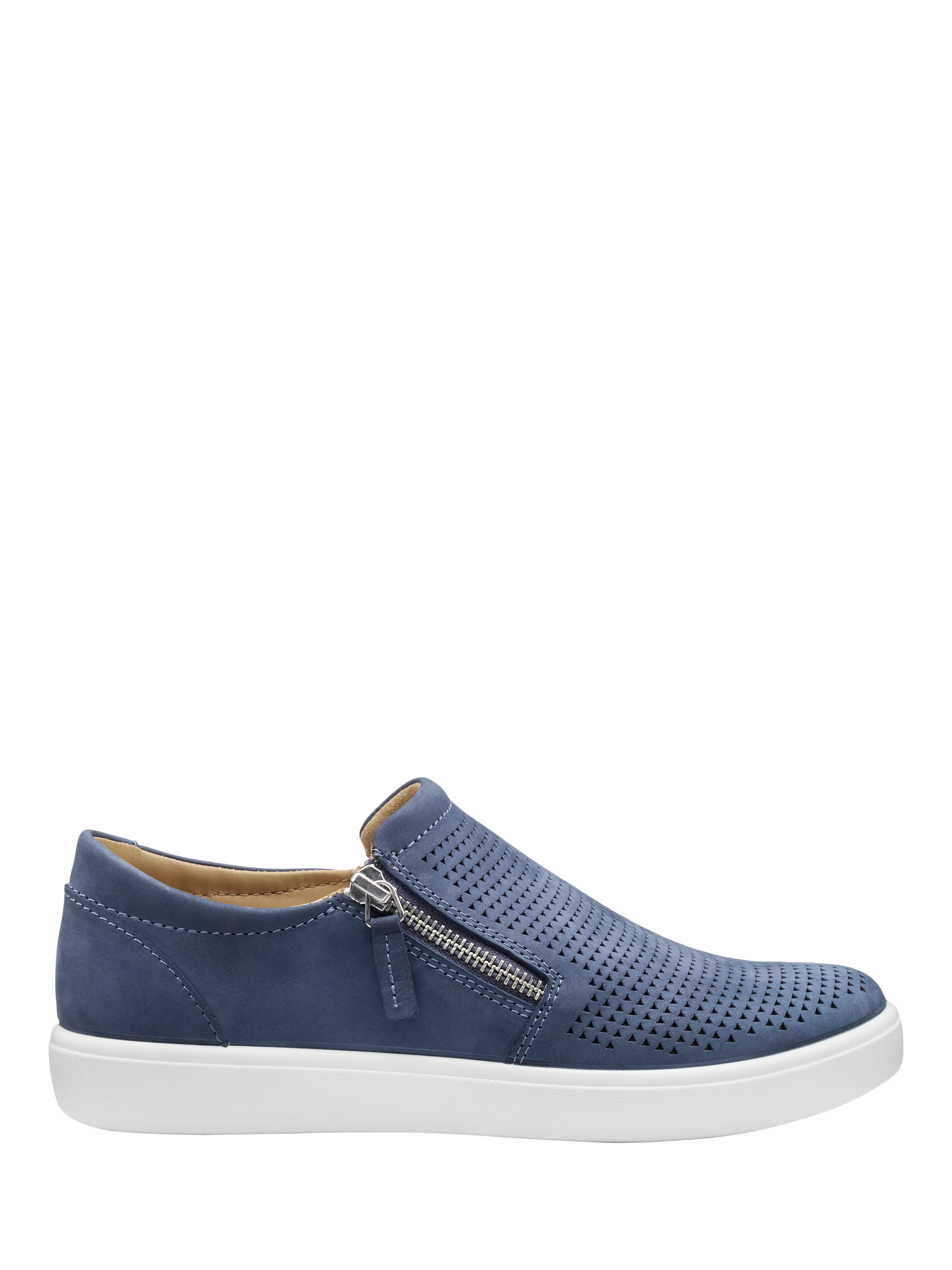 Product image 1 of 5, which shows Hotter Daisy Wide Fit Nubuck Leather Slip In Shoes, Aquatic Blue, 3W