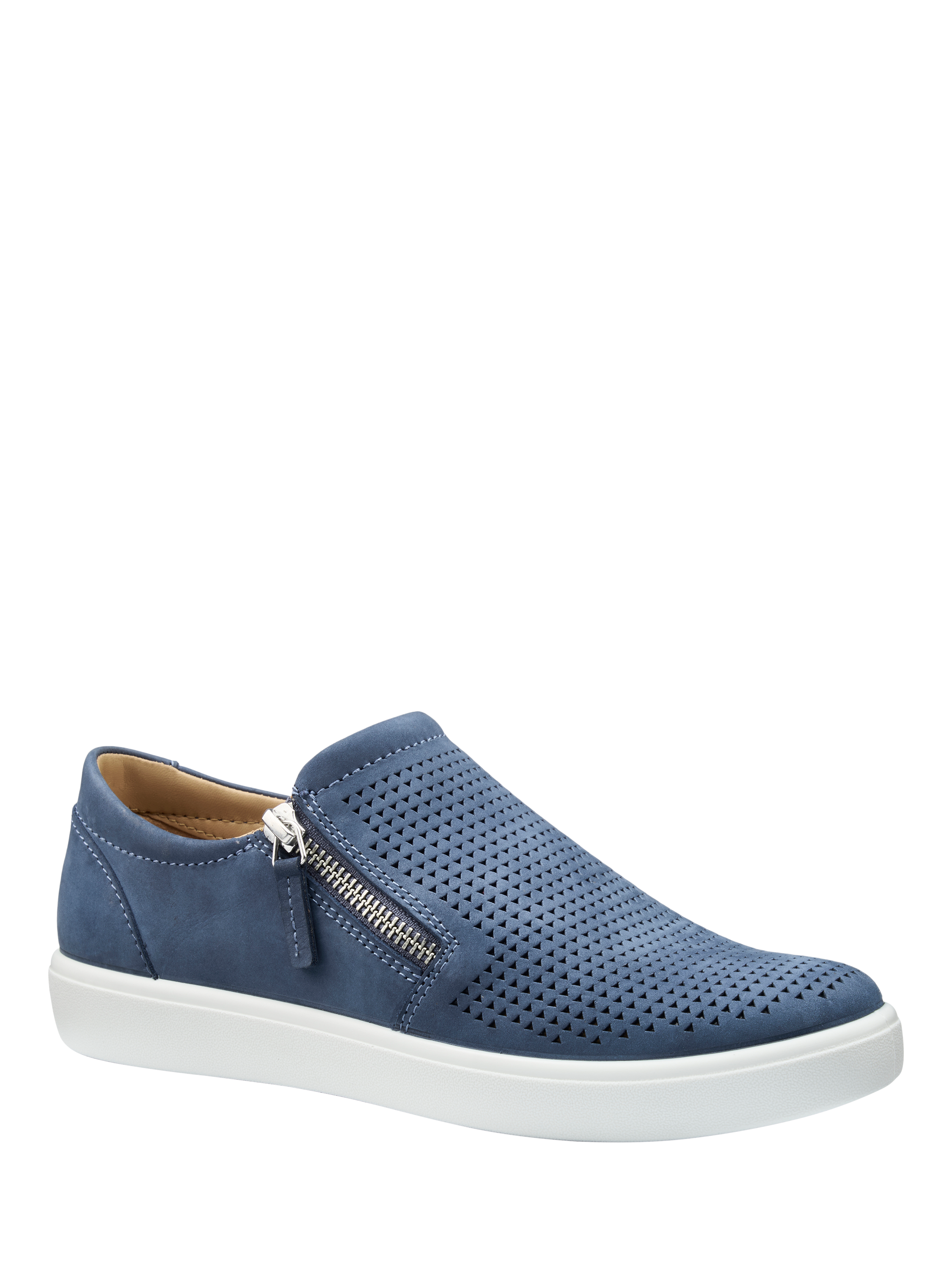 Product image 2 of 5, which shows Hotter Daisy Wide Fit Nubuck Leather Slip In Shoes, Aquatic Blue, 3W