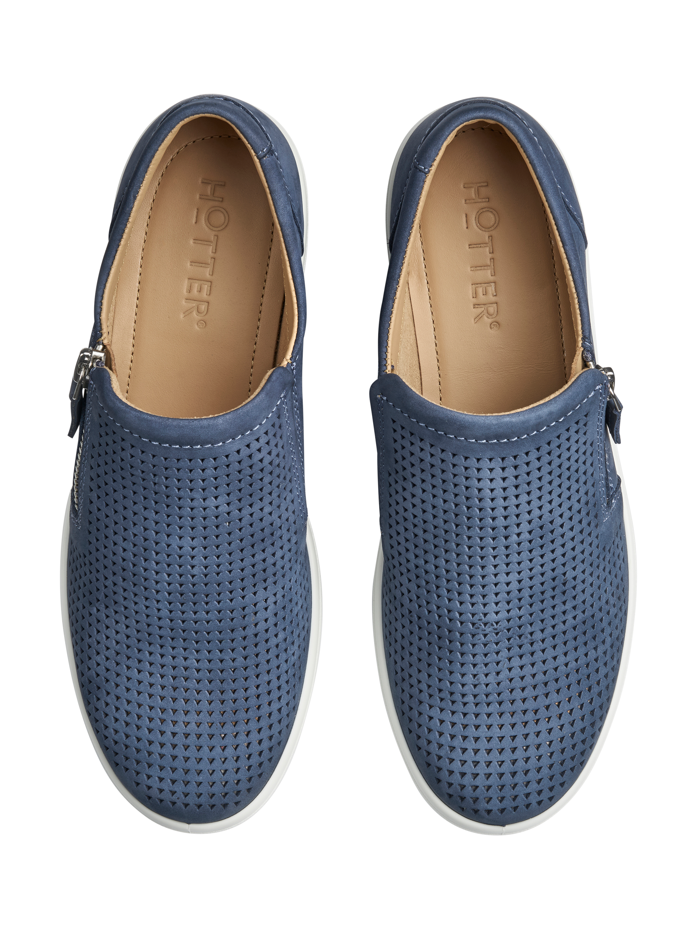 Product image 3 of 5, which shows Hotter Daisy Wide Fit Nubuck Leather Slip In Shoes, Aquatic Blue, 3W