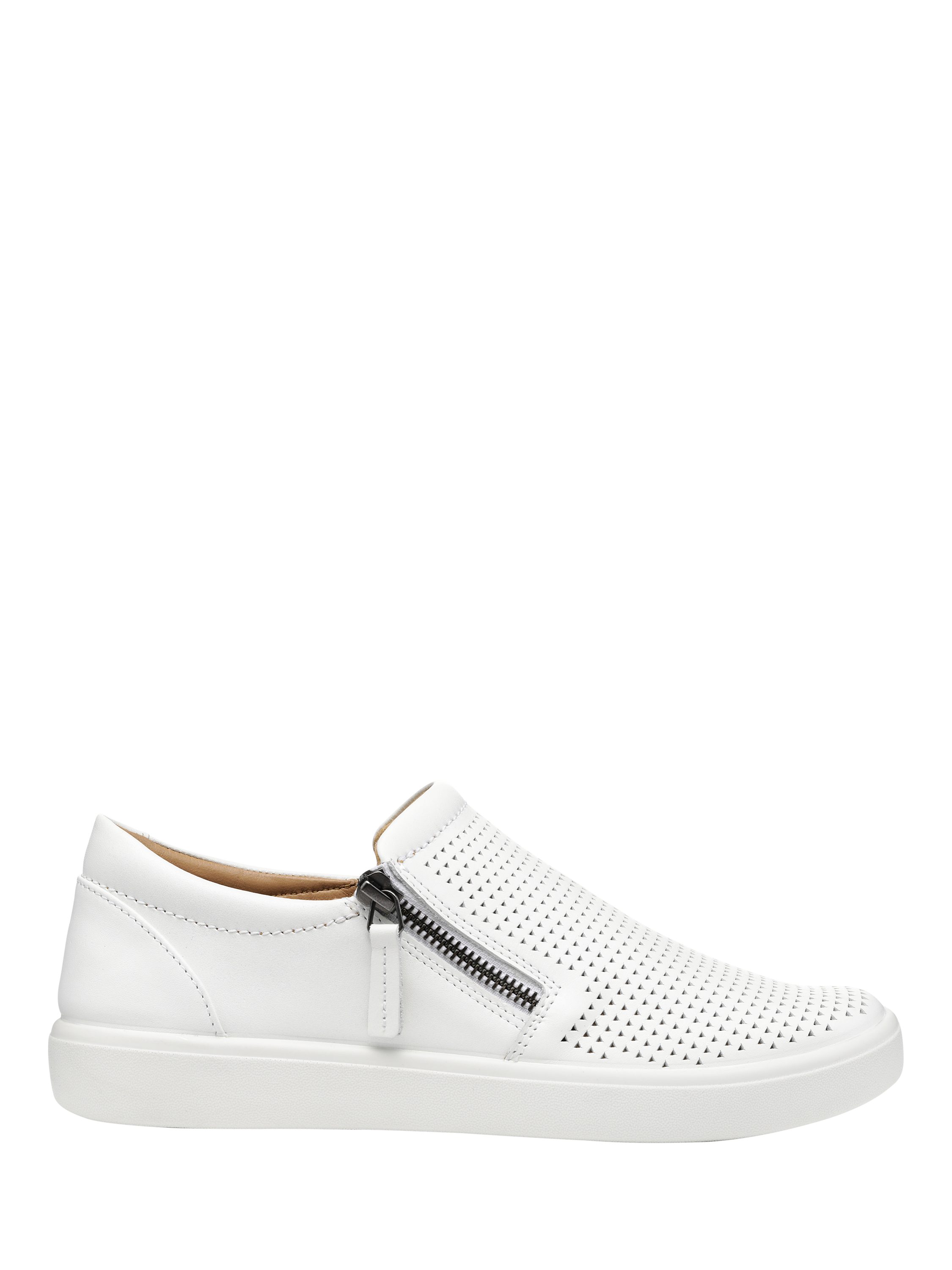 Product image 1 of 4, which shows Hotter Daisy Wide Fit Leather Slip In Shoes, White, 3W