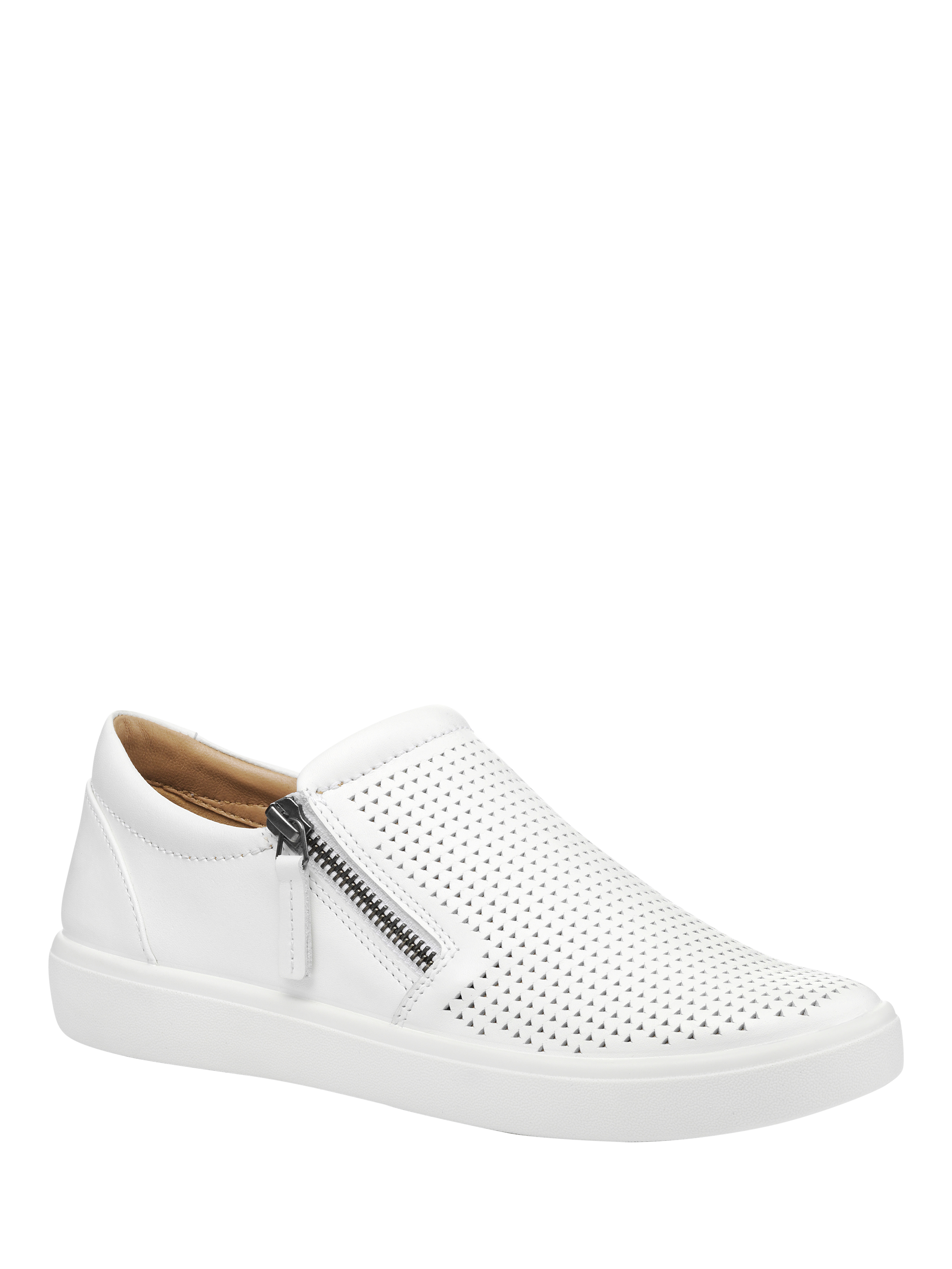 Product image 2 of 4, which shows Hotter Daisy Wide Fit Leather Slip In Shoes, White, 3W