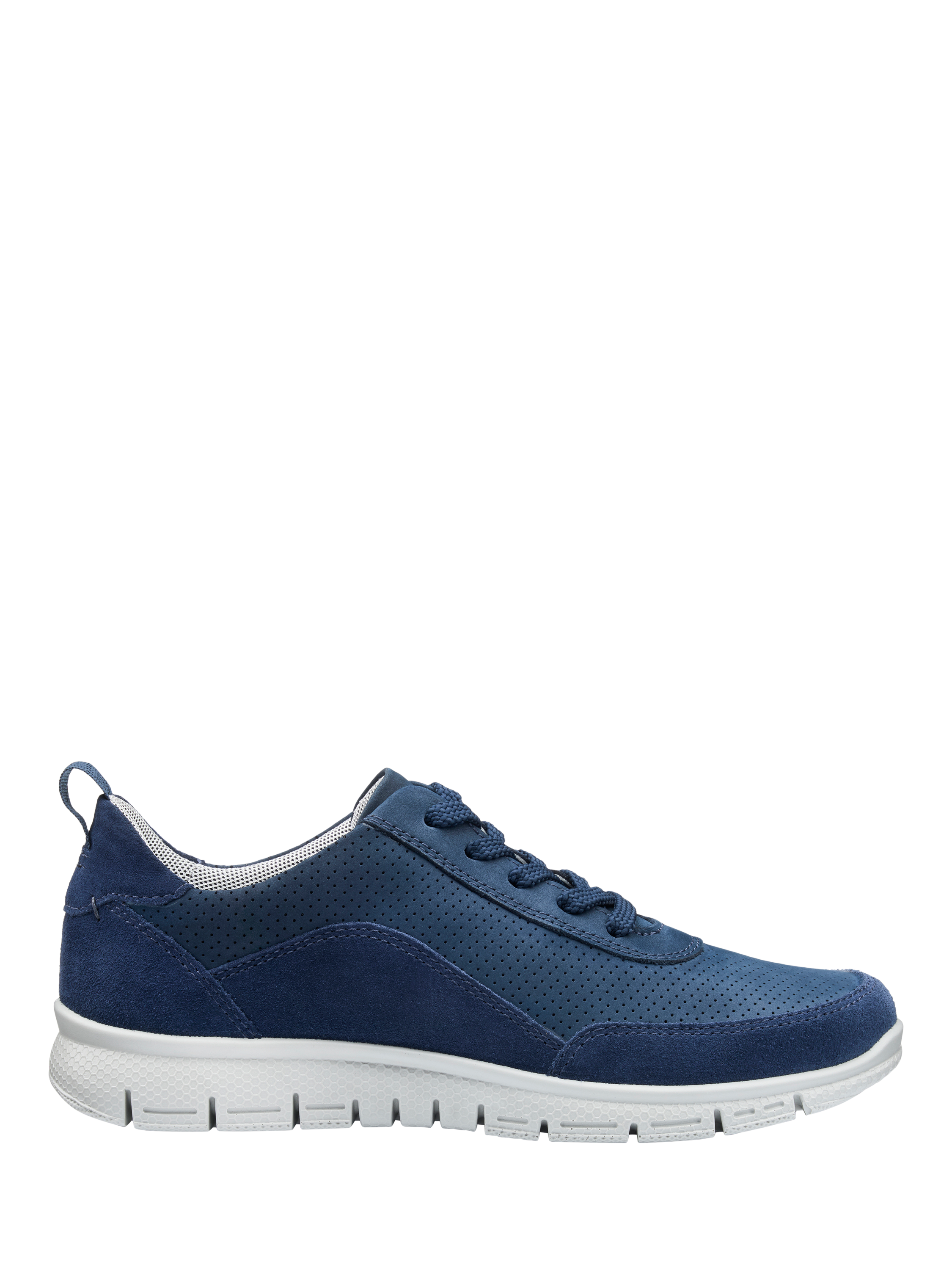 Product image 1 of 4, which shows Hotter Gravity II Leather Trainers, French Navy, 3S
