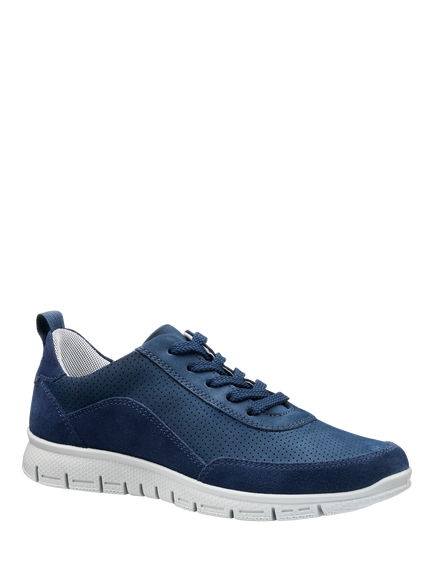 Hotter Gravity II Leather Trainers, French Navy - view 2, French Navy