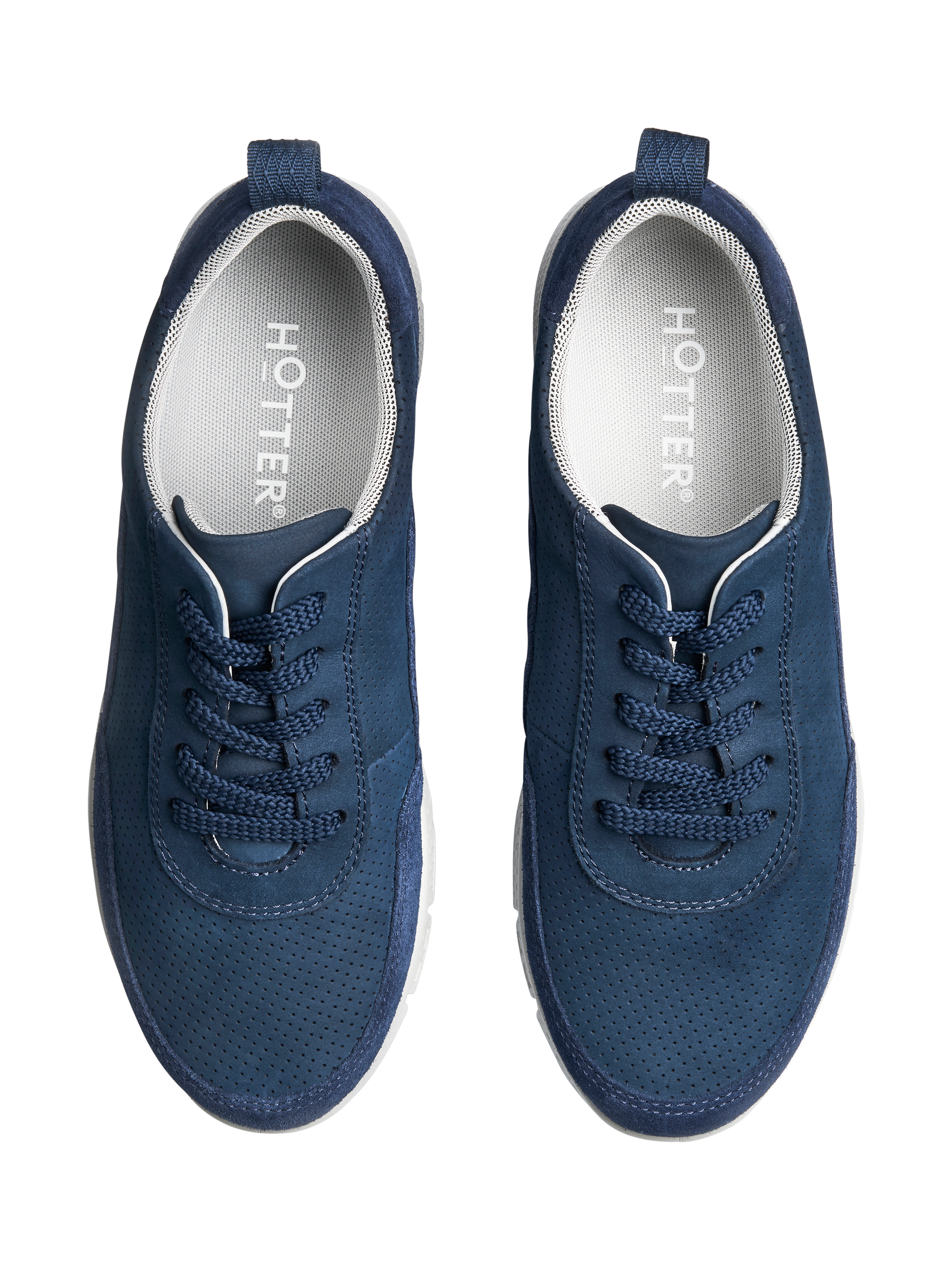Product image 3 of 4, which shows Hotter Gravity II Leather Trainers, French Navy, 3S