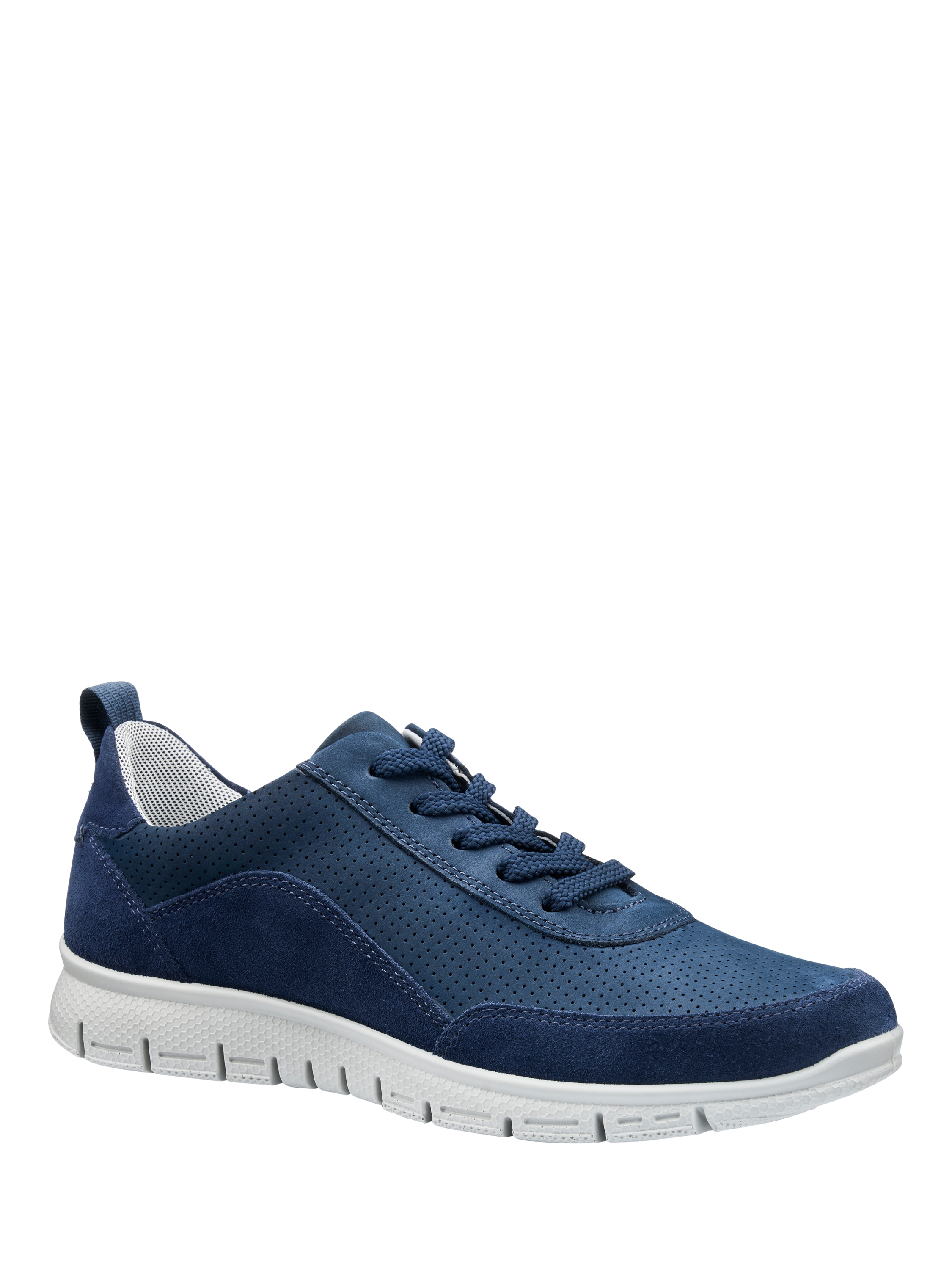 Hotter Gravity II Wide Fit Leather Trainers, French Navy