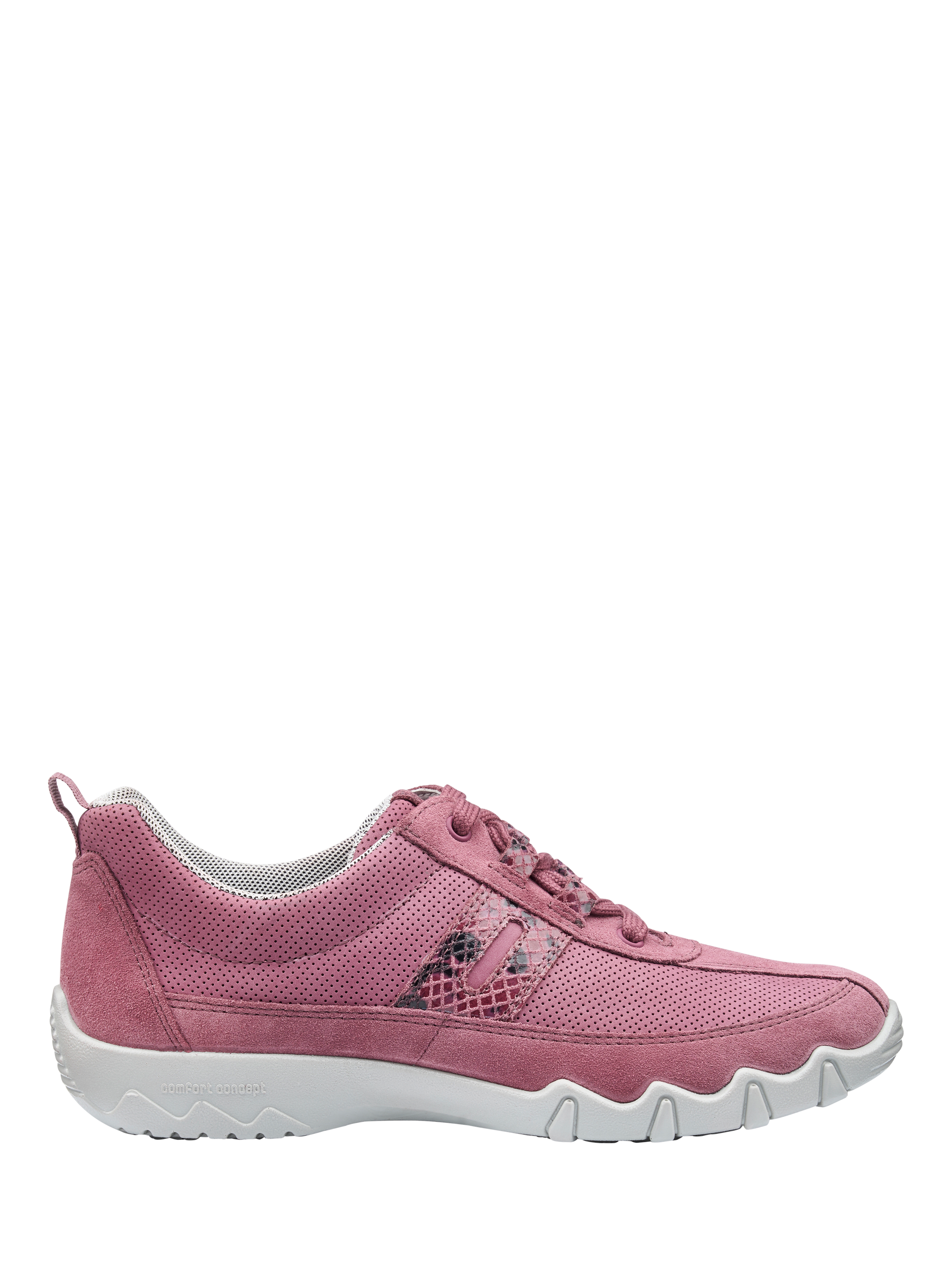 Product image 1 of 5, which shows Hotter Leanne II Suede and Nubuck Trainers, Dark Rose, 3S