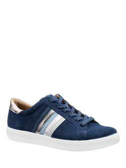 Hotter Switch Extra Wide Fit Suede Trainers, Blue/Multi - view 2, Blue/Multi