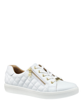 Hotter Wonder Wide Fit Leather Quilted Zip Detail Trianers, White